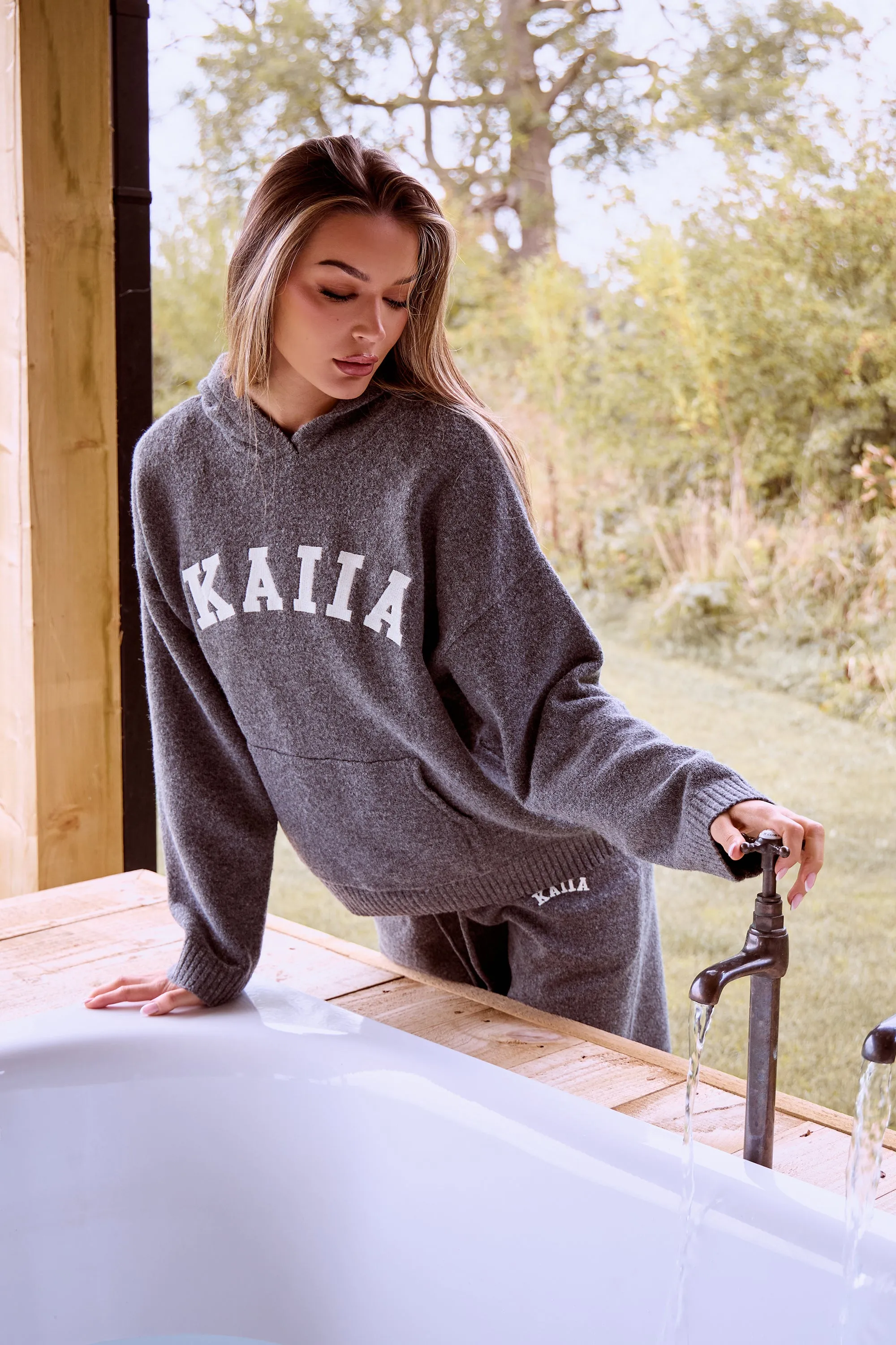 Kaiia Knit Oversized Hoodie Charcoal sold by Kaiia the label product image thumbnail 3