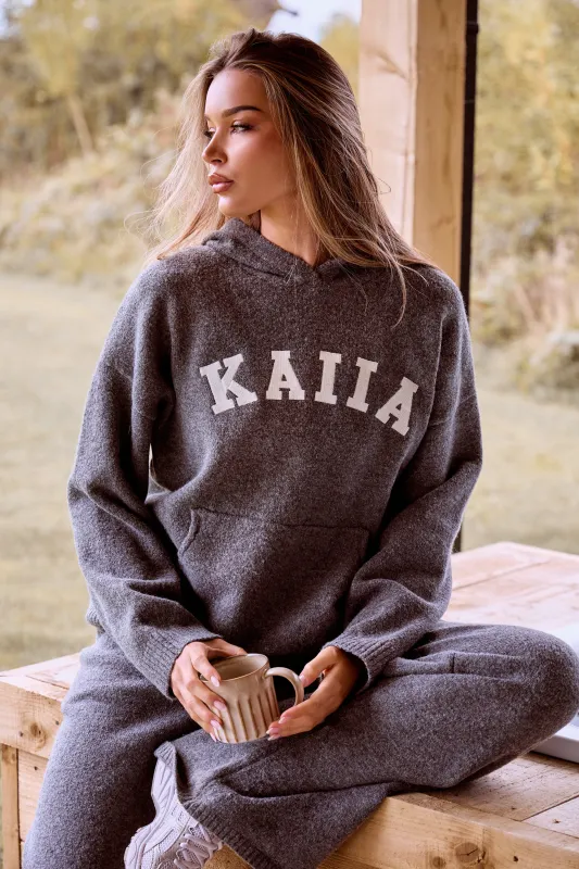 Kaiia Knit Oversized Hoodie Charcoal sold by Kaiia the label