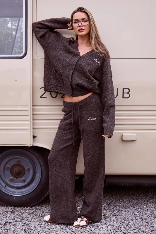 Kaiia Knit Wide Leg Trousers Brown made by Kaiia the label