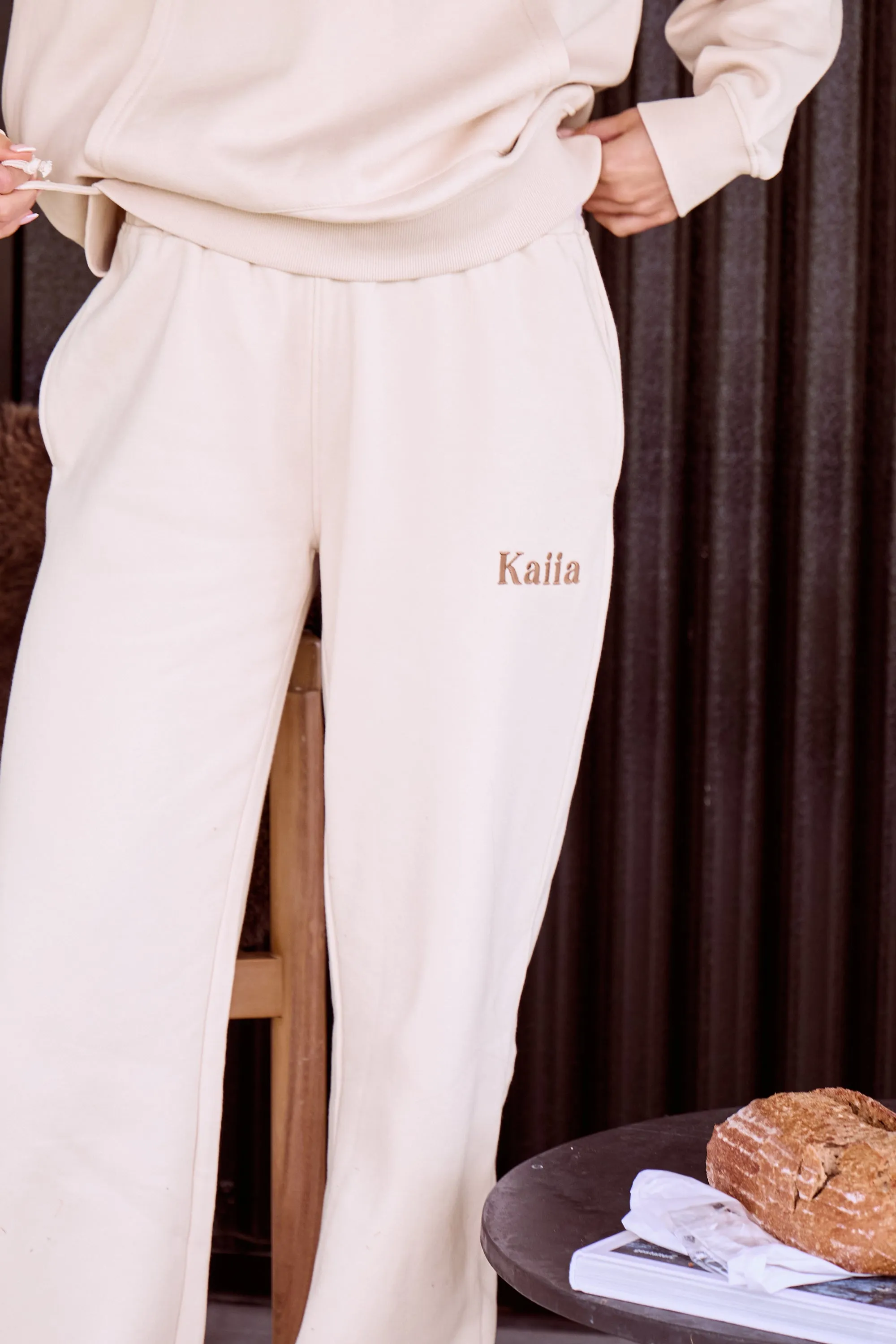Kaiia Slogan Wide Leg Joggers Light Blush sold by Kaiia the label product image thumbnail 4