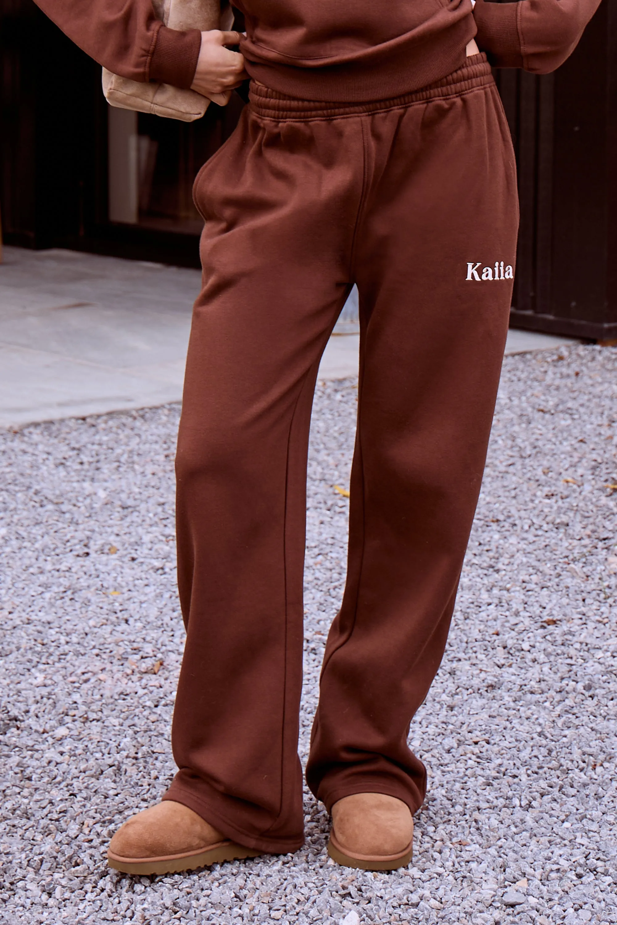 Kaiia Slogan Wide Leg Joggers Fudge sold by Kaiia the label product image thumbnail 2