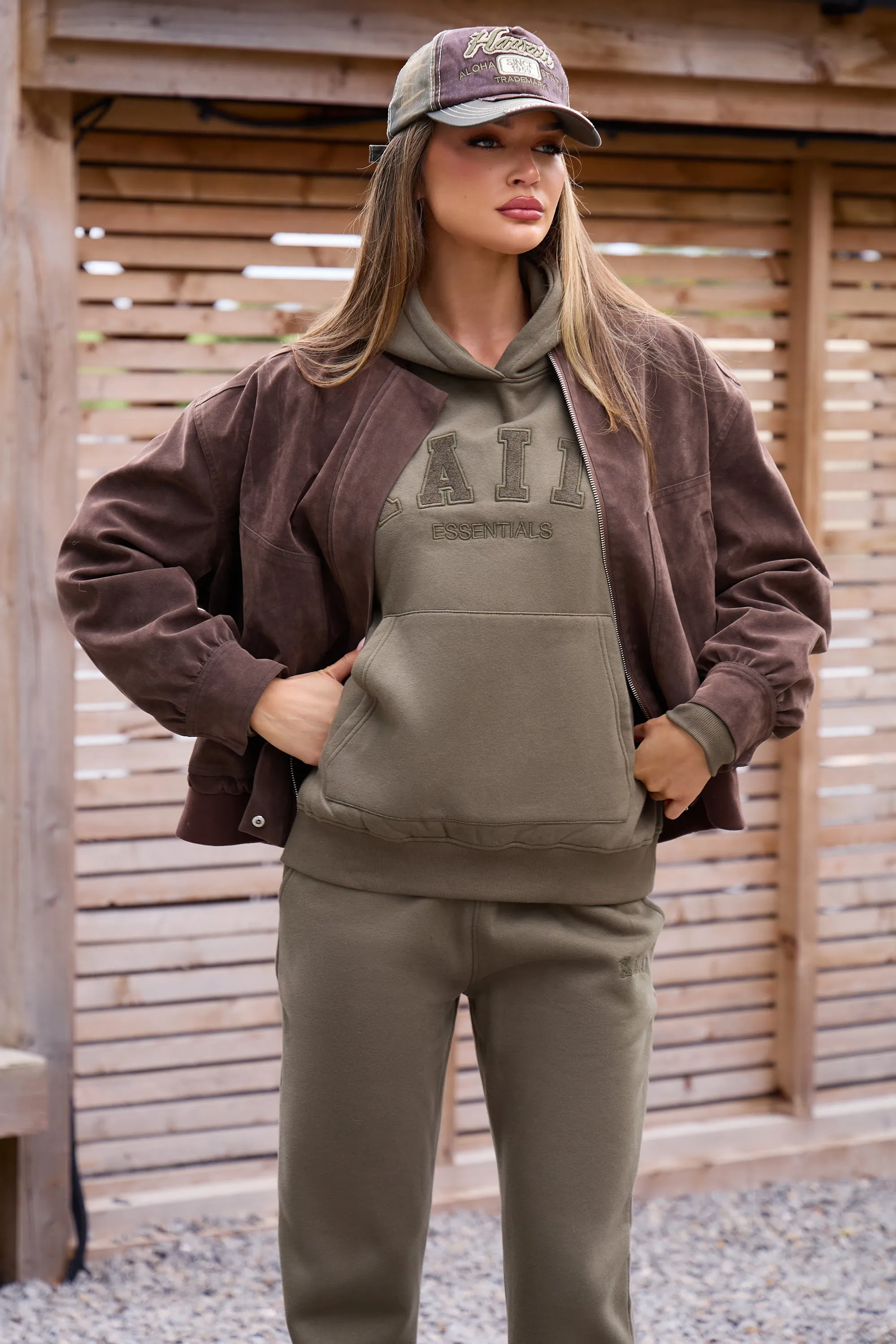 Kaiia Slogan Oversized Hoodie Warm Khaki sold by Kaiia the label product image thumbnail 2