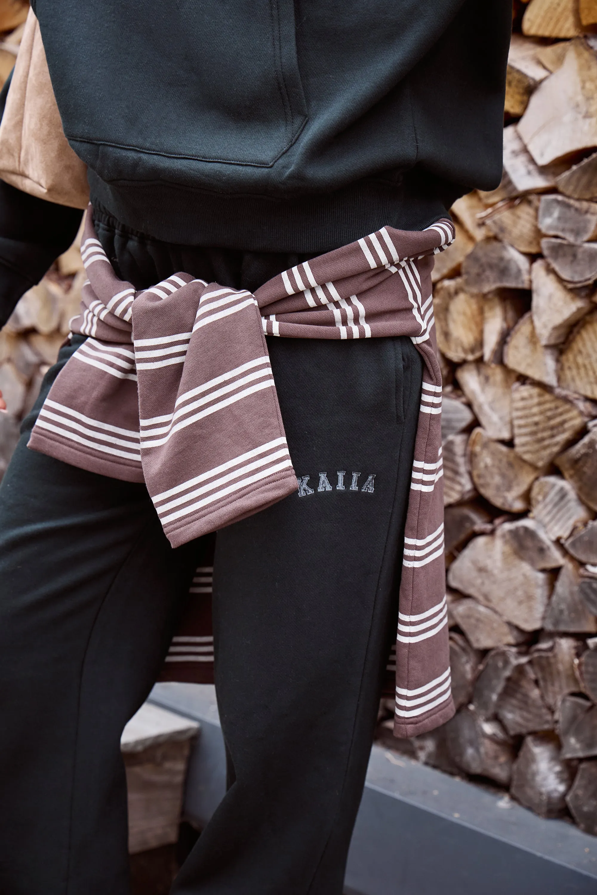 Kaiia Slogan Low Rise Wide Leg Joggers Dark Pine Green sold by Kaiia the label product image thumbnail 4