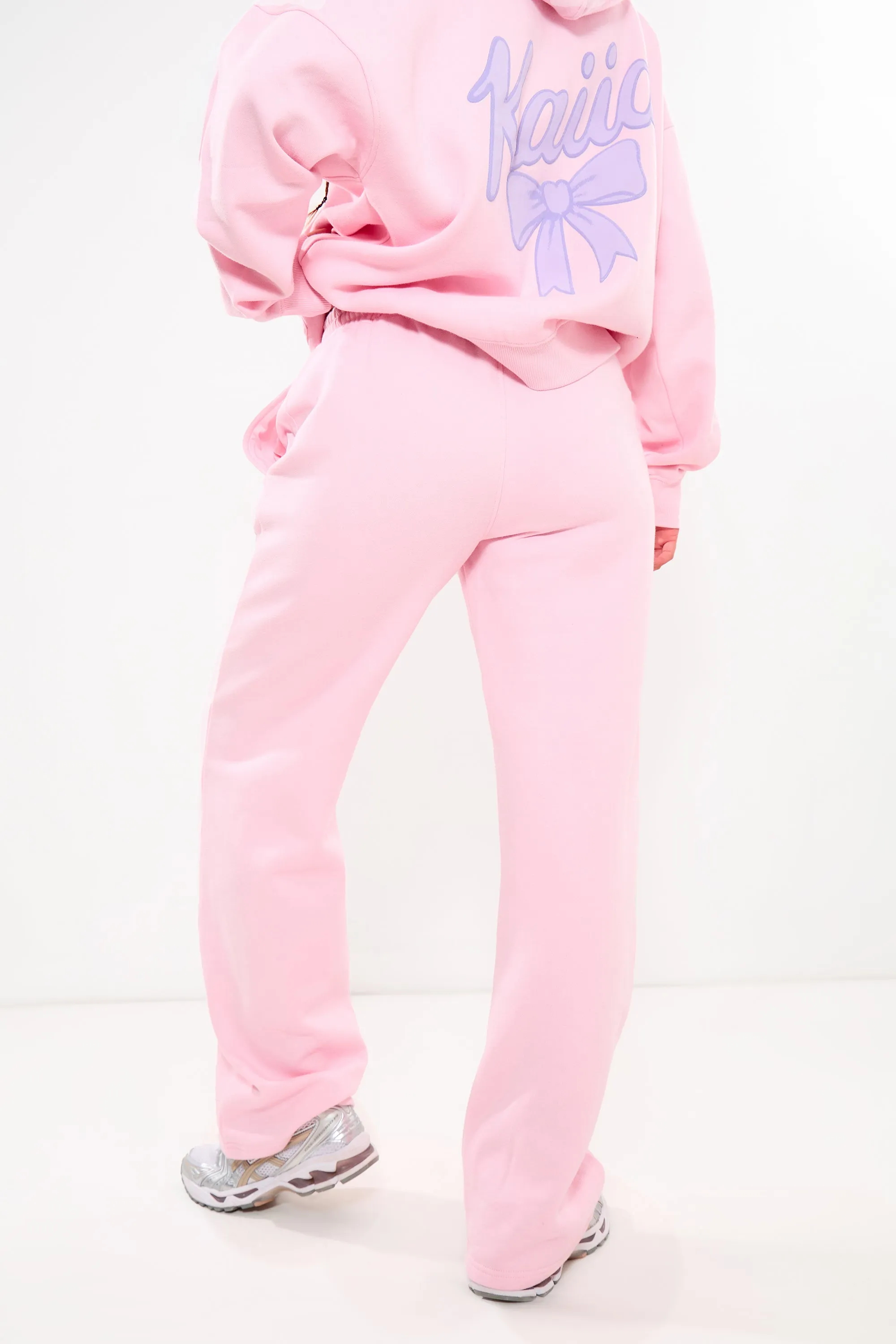 Kaiia Bow Graphic Wide Leg Joggers Pink & Lilac sold by Kaiia the label product image thumbnail 4