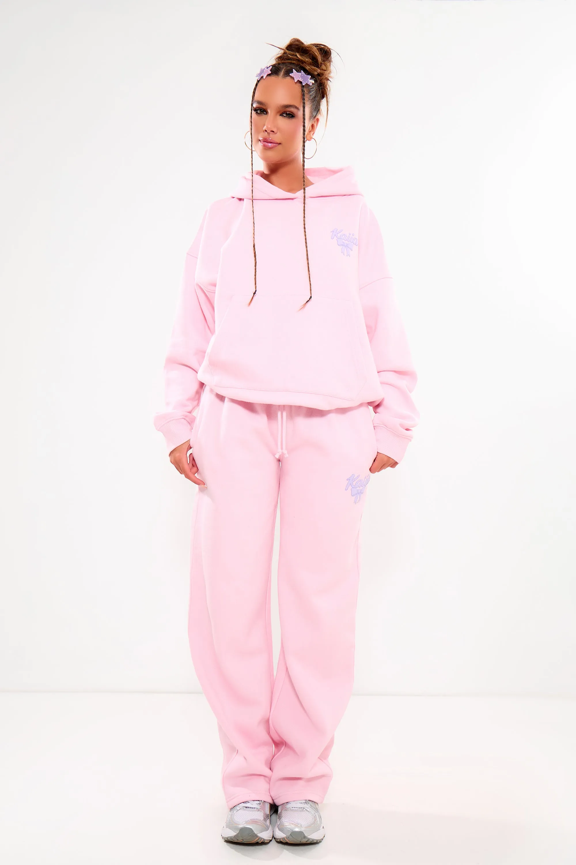 Kaiia Bow Graphic Oversized Hoodie Pink & Lilac sold by Kaiia the label product image thumbnail 3