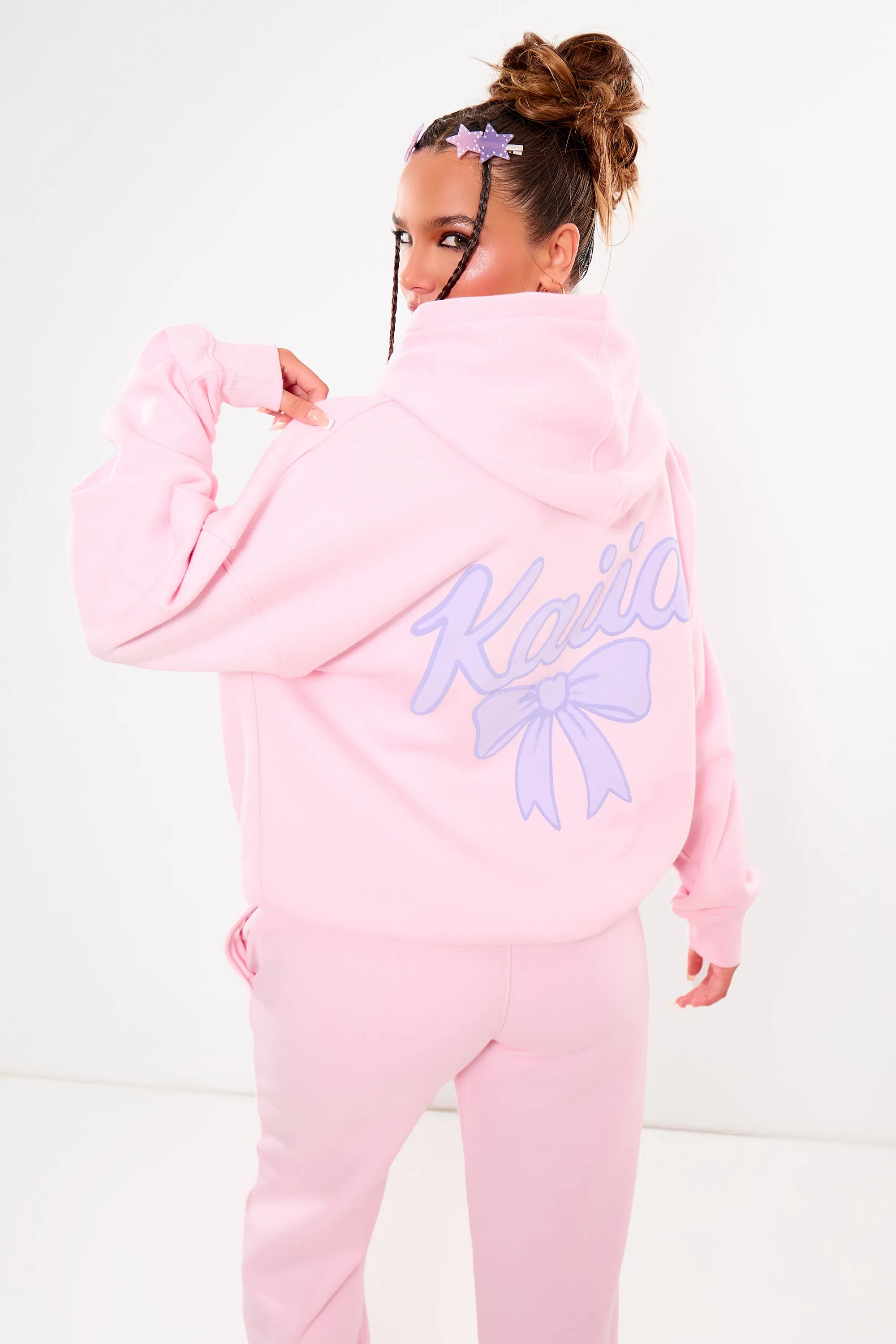 Kaiia Bow Graphic Oversized Hoodie Pink & Lilac sold by Kaiia the label product image thumbnail 4