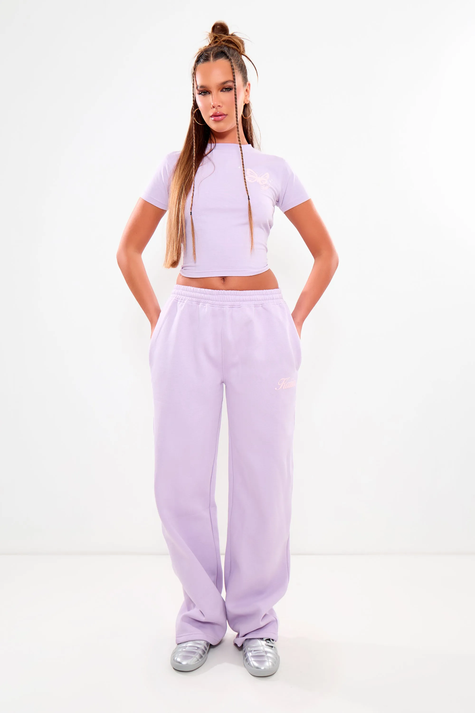 Kaiia Wide Leg Joggers Lilac & Pink sold by Kaiia the label