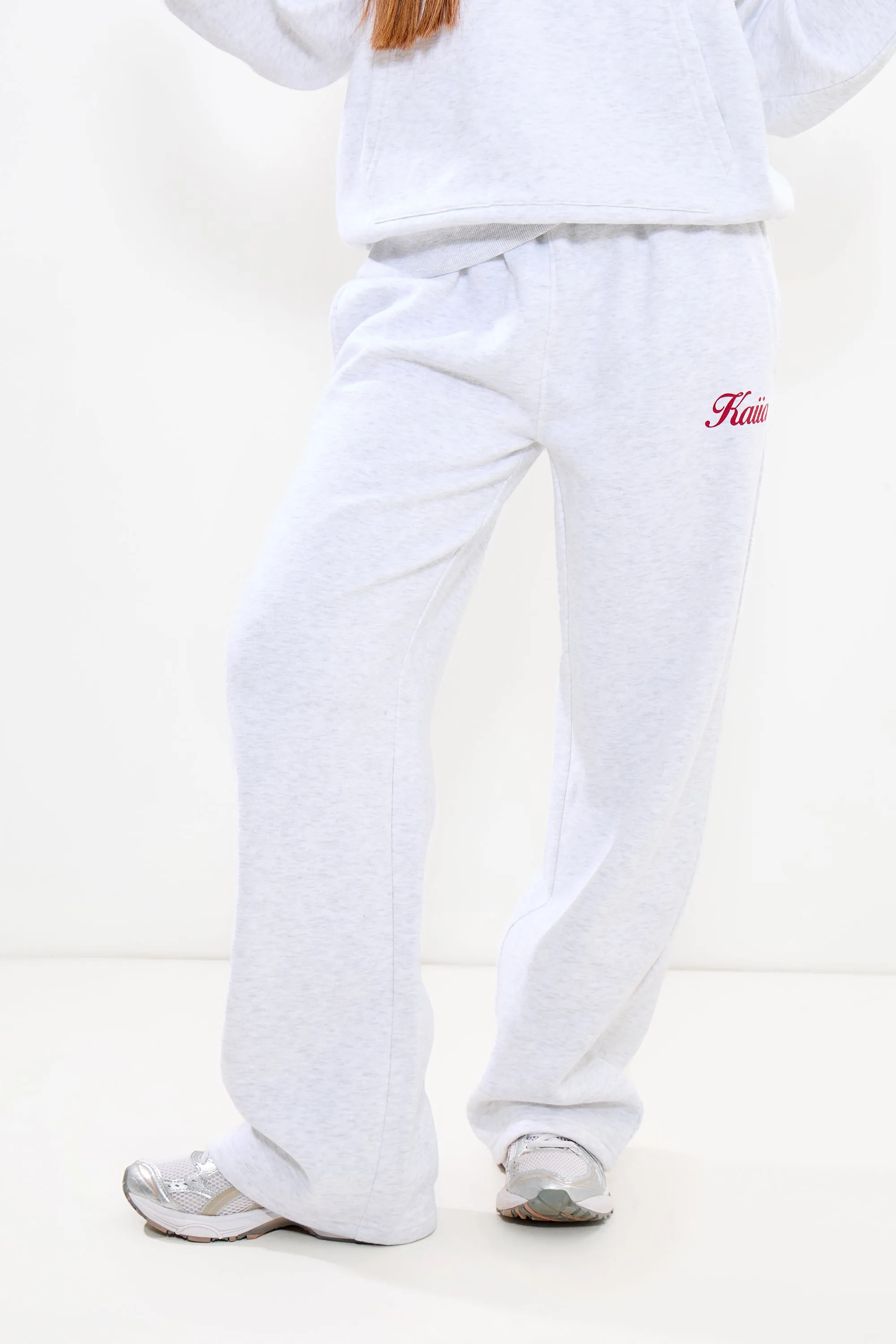Kaiia Wide Leg Joggers Light Grey Marl & Red sold by Kaiia the label product image thumbnail 2