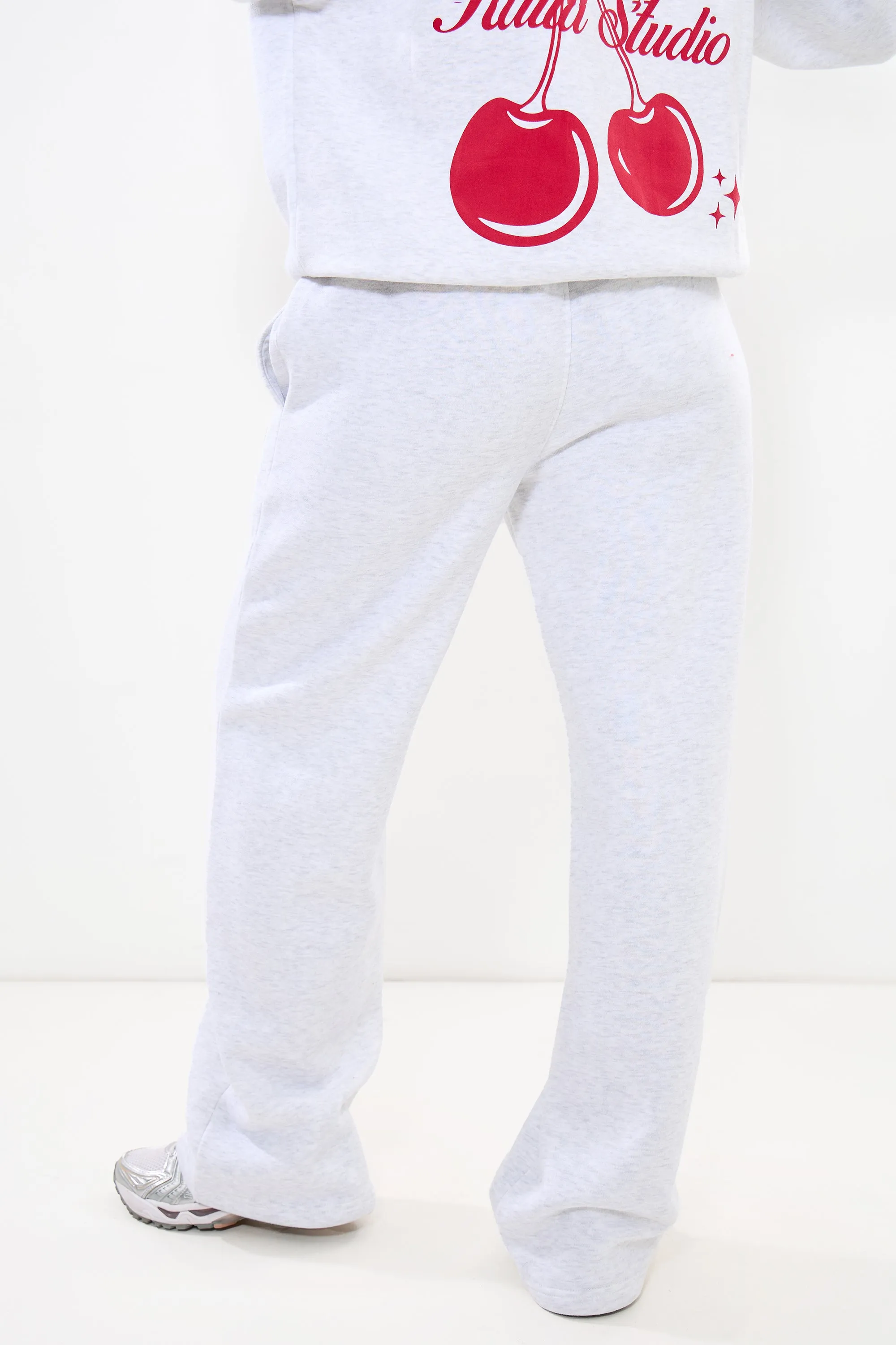 Kaiia Wide Leg Joggers Light Grey Marl & Red sold by Kaiia the label product image thumbnail 3