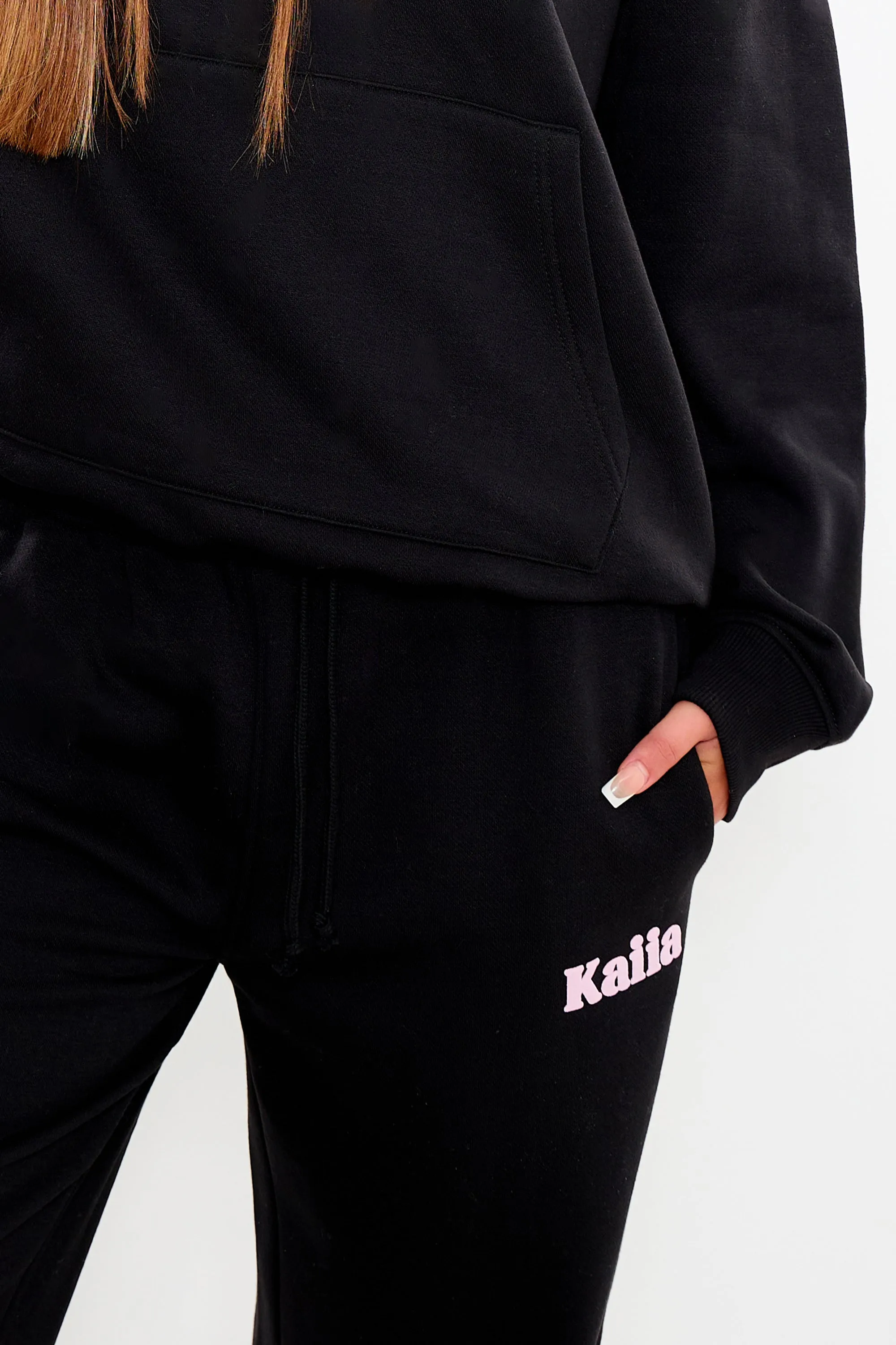 Kaiia Wide Leg Joggers Black & Pink sold by Kaiia the label product image thumbnail 2