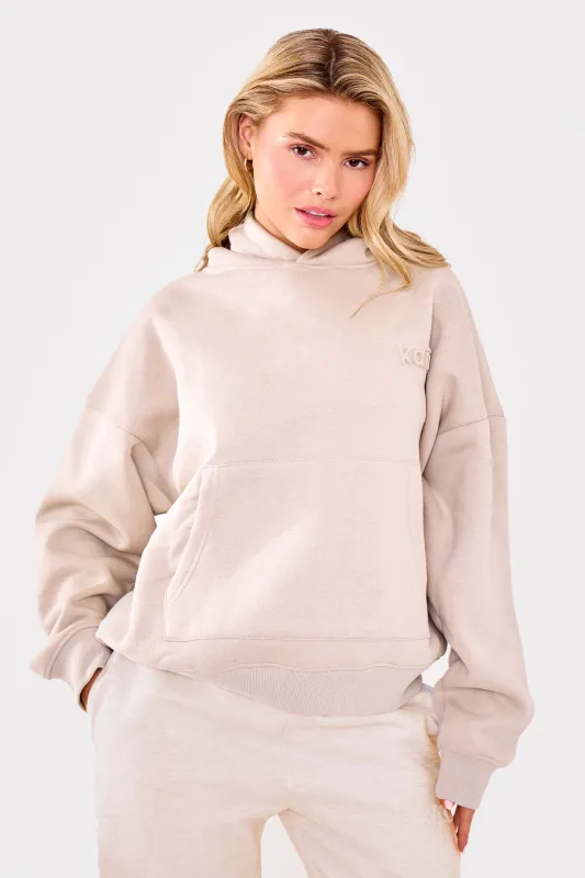 Kaiia Embossed Logo Oversized Hoodie Ash Taupe made by Kaiia the label