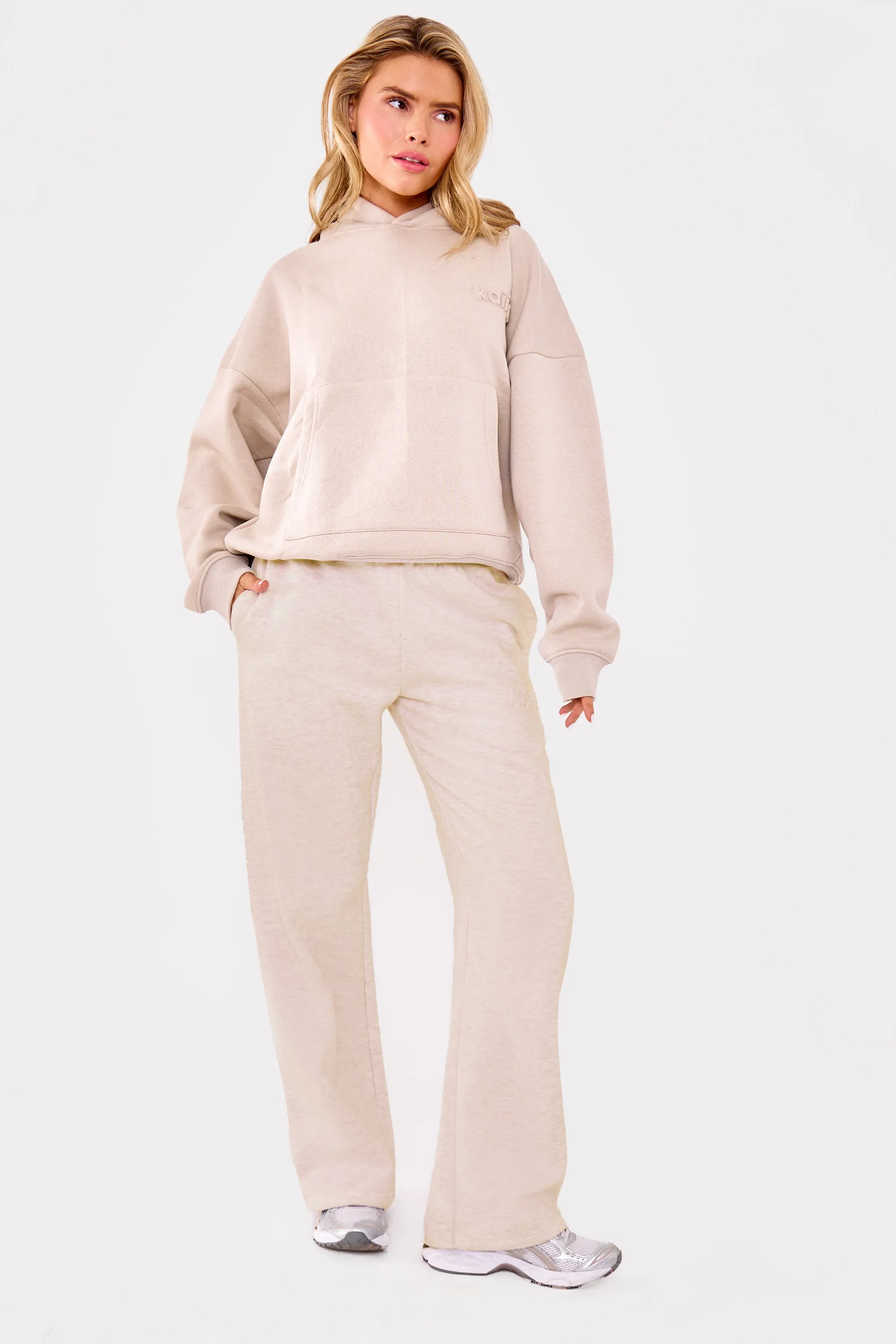 Kaiia Embossed Logo Oversized Hoodie Ash Taupe sold by Kaiia the label product image thumbnail 3