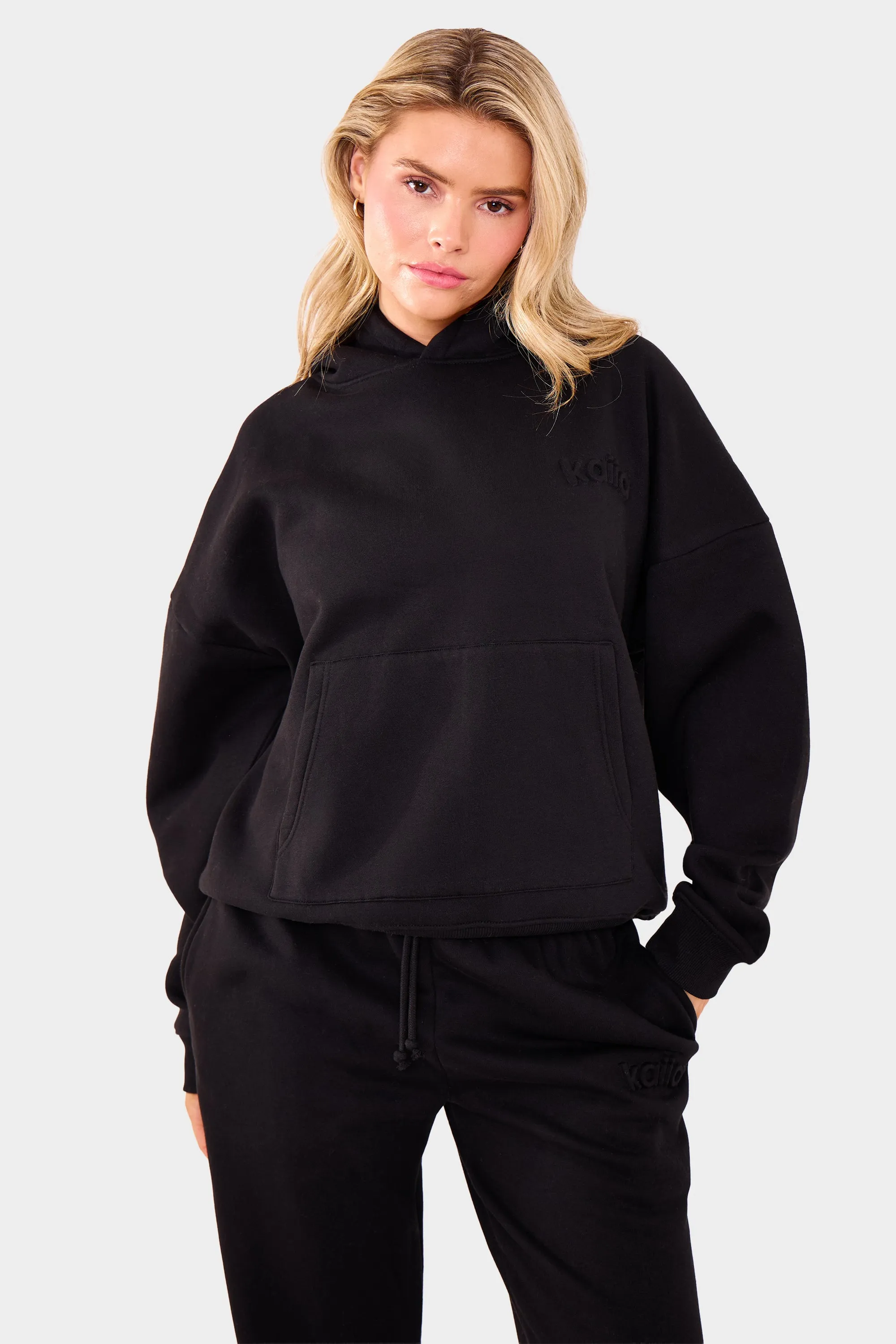 Kaiia Embossed Logo Oversized Hoodie Black sold by Kaiia the label