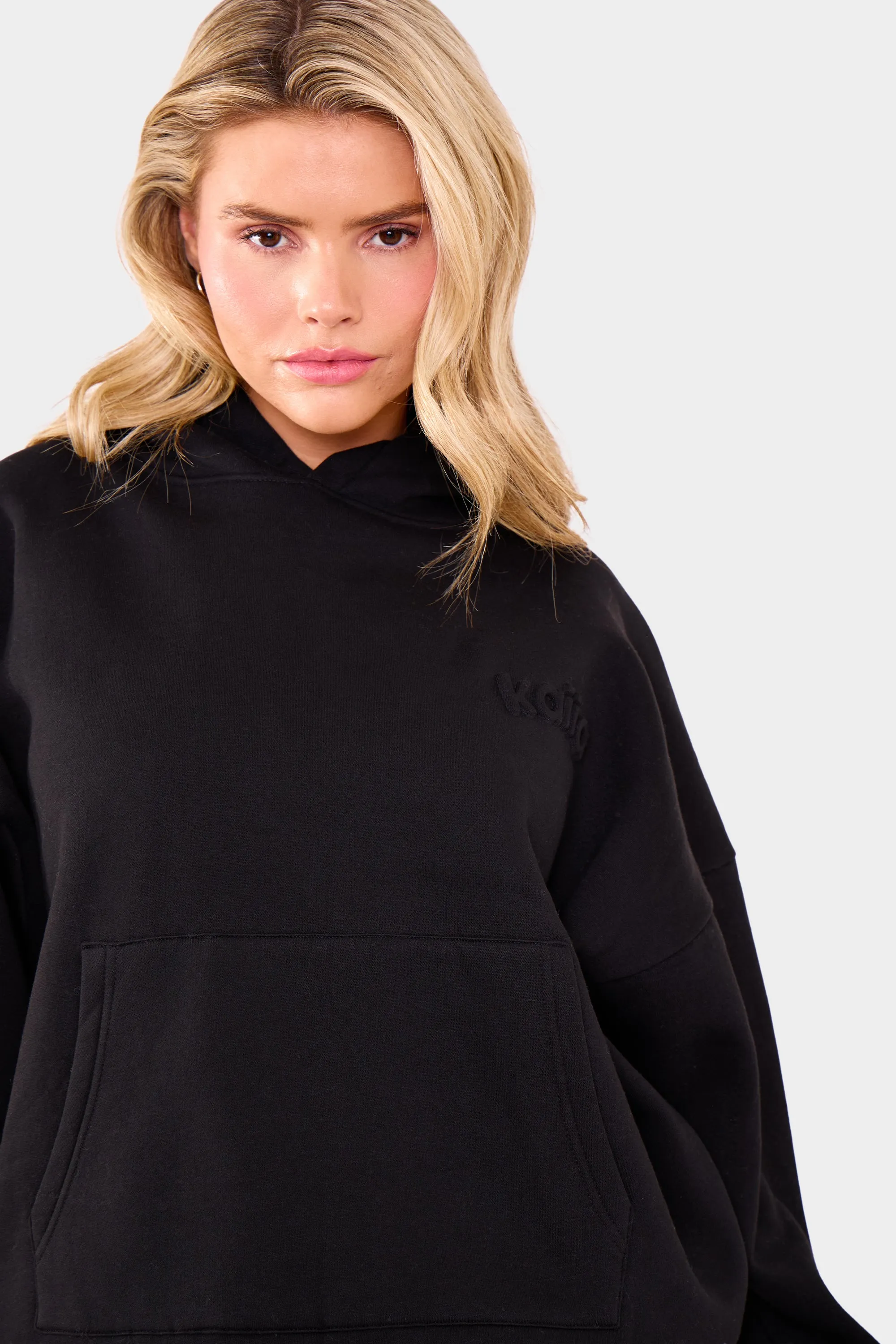 Kaiia Embossed Logo Oversized Hoodie Black sold by Kaiia the label product image thumbnail 2