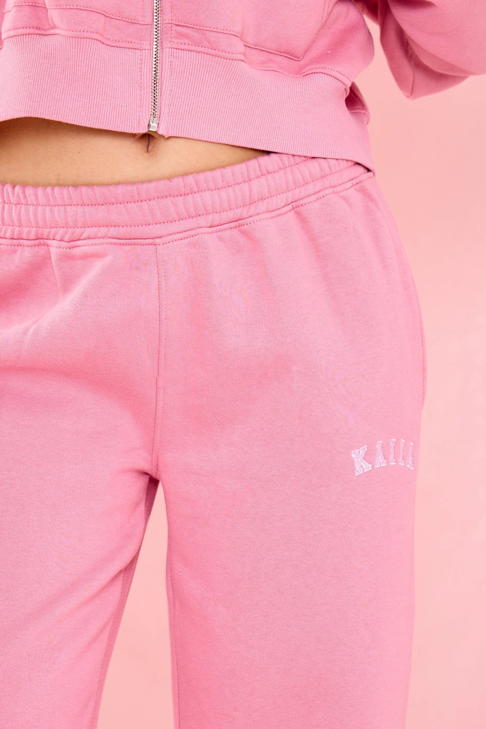 Kaiia Slogan Low Rise Wide Leg Joggers Ribbon Pink sold by Kaiia the label product image thumbnail 2