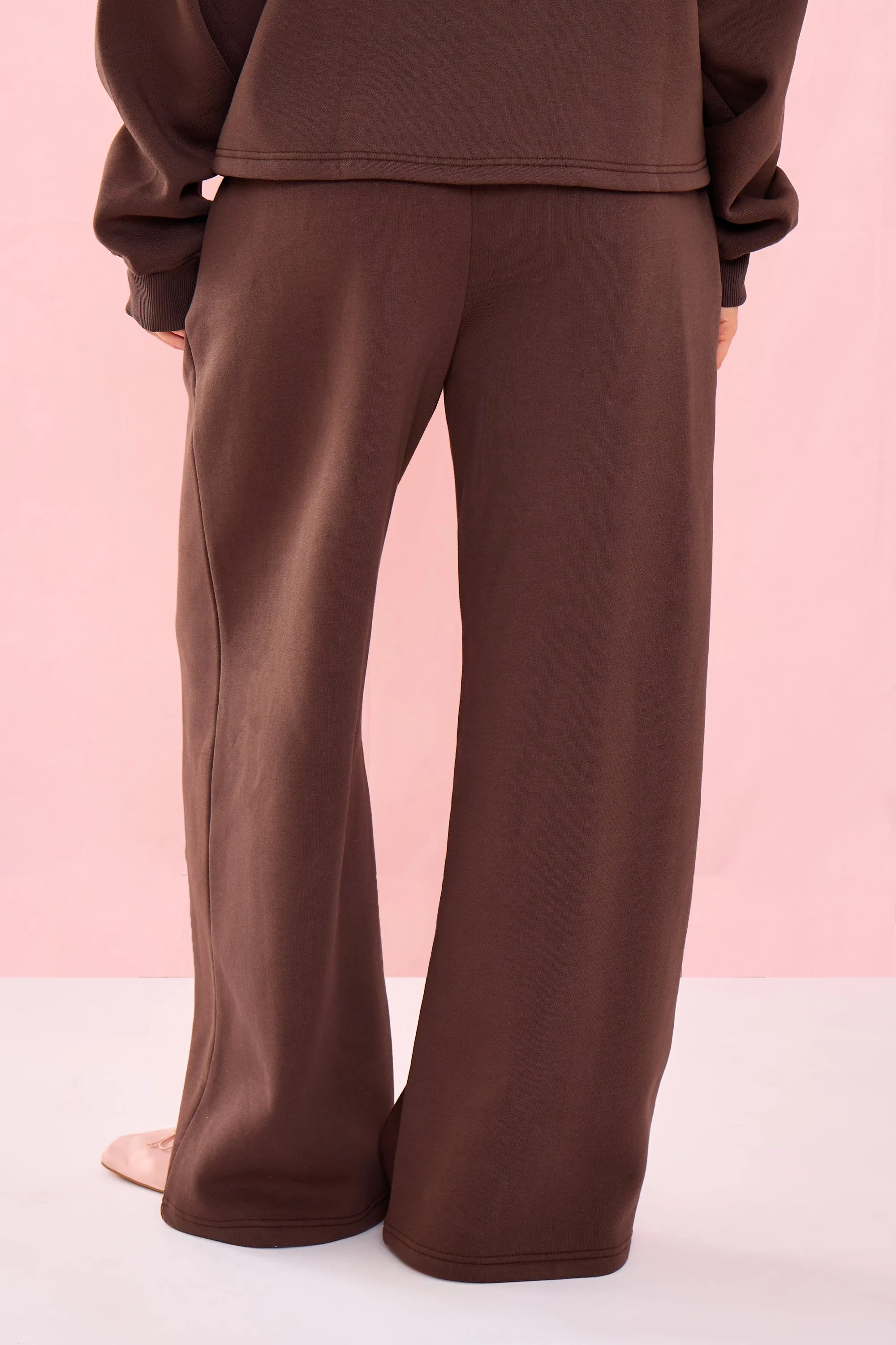 Kaiia Low Rise Wide Leg Joggers Bitter Chocolate sold by Kaiia the label product image thumbnail 3