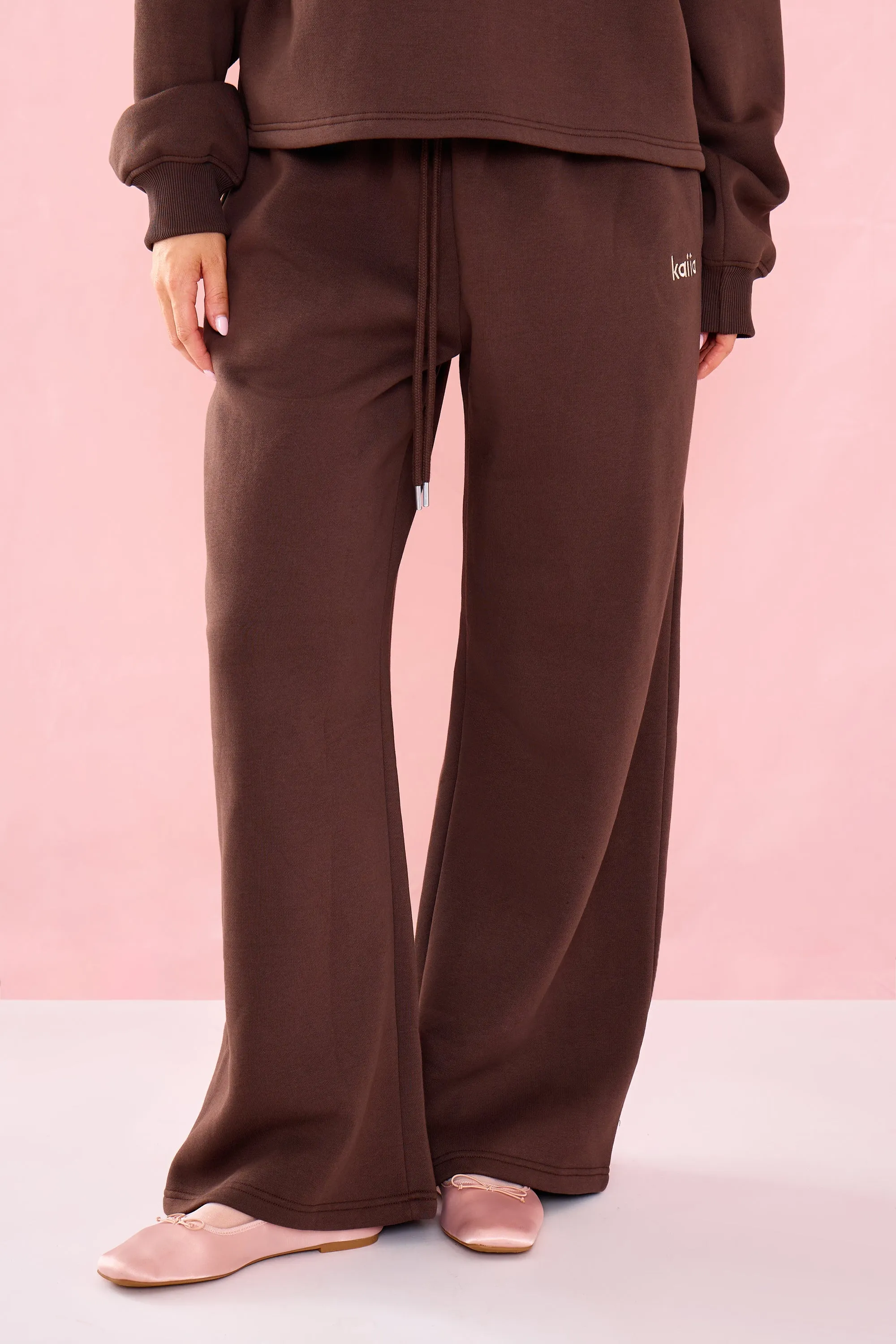 Kaiia Low Rise Wide Leg Joggers Bitter Chocolate sold by Kaiia the label product image thumbnail 2