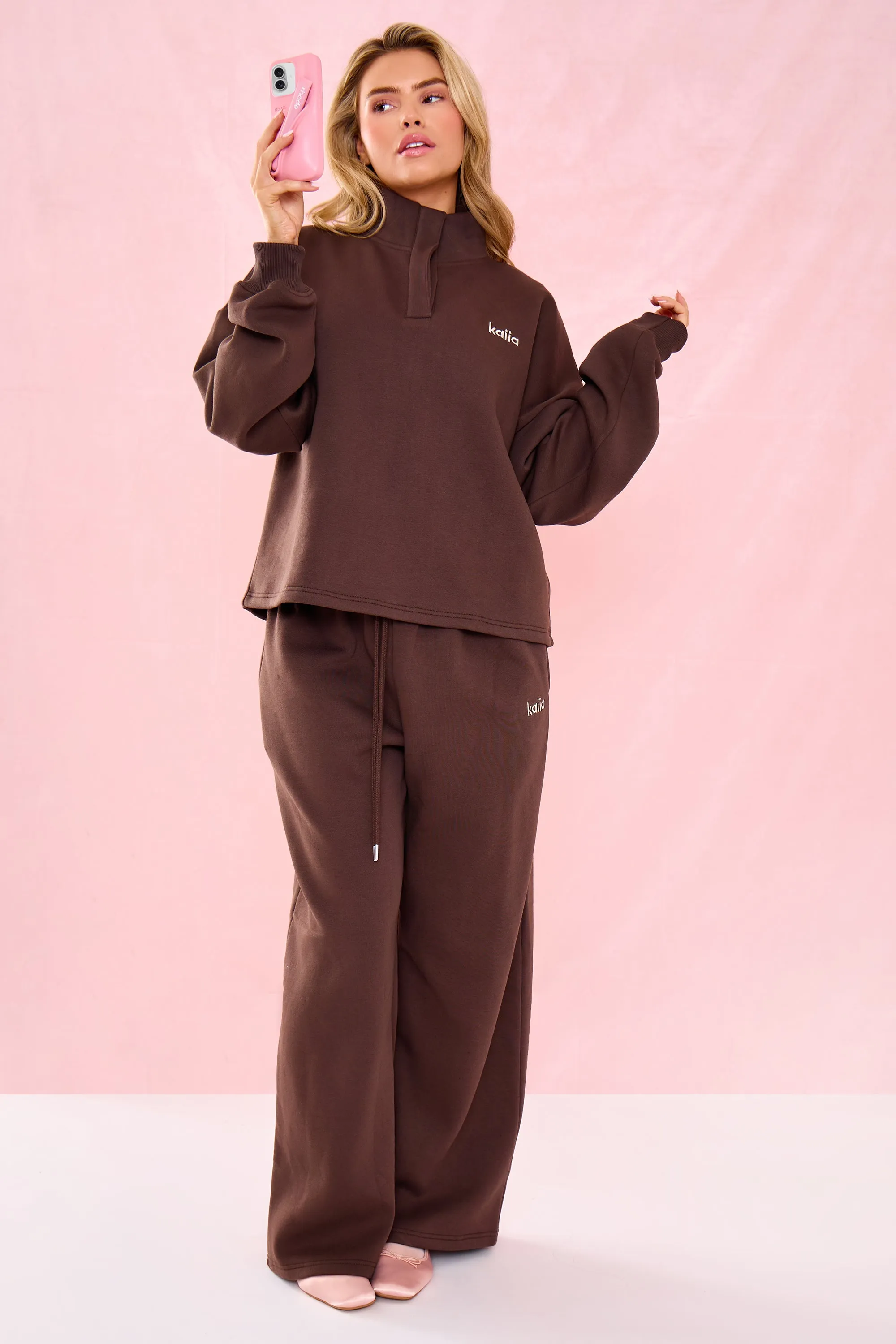 Kaiia Oversized Quarter Neck Sweatshirt Bitter Chocolate sold by Kaiia the label product image thumbnail 2