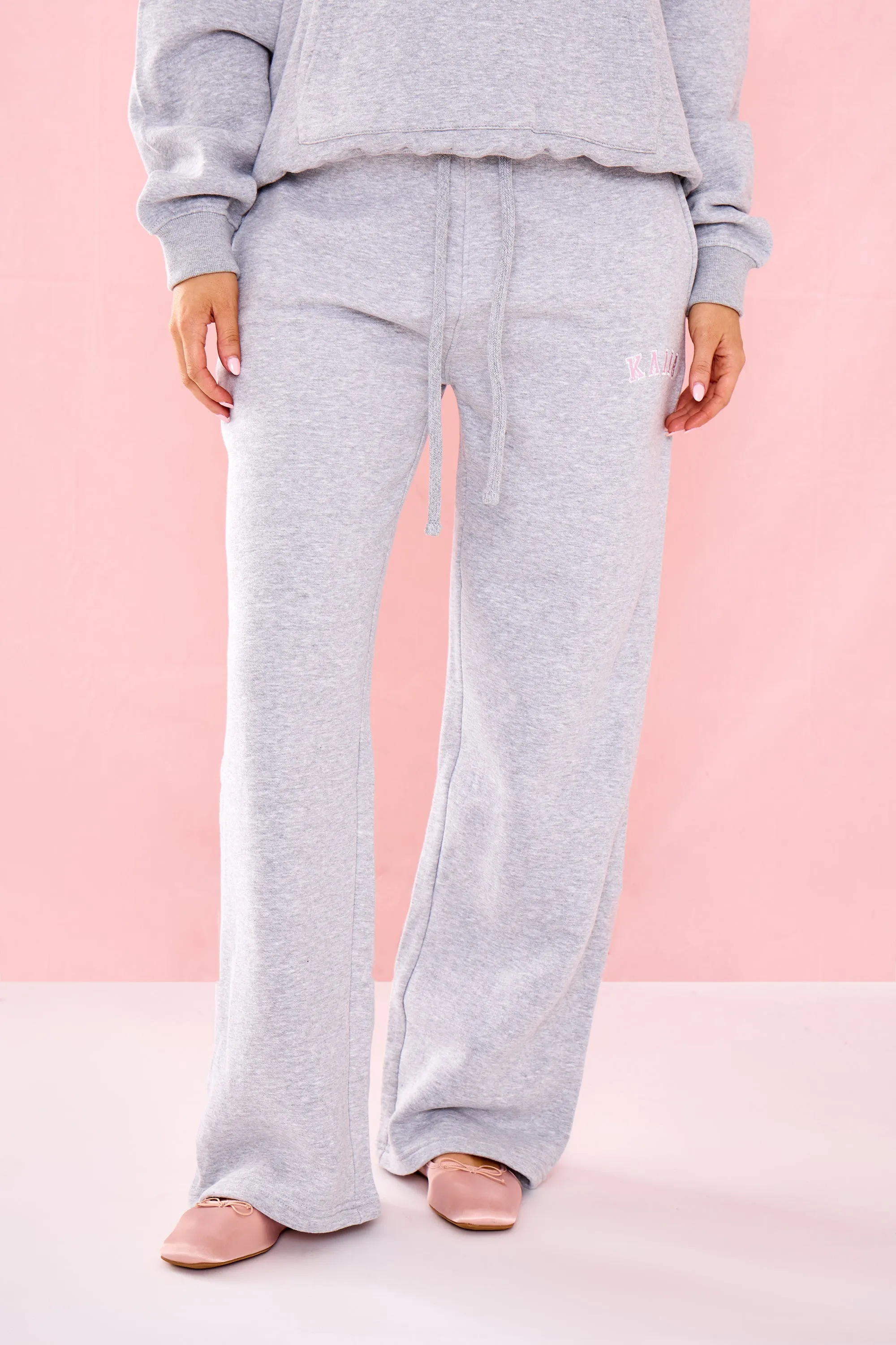 Kaiia Ribbed Waist Band High Waisted Joggers Grey Marl & Pink sold by Kaiia the label product image thumbnail 3