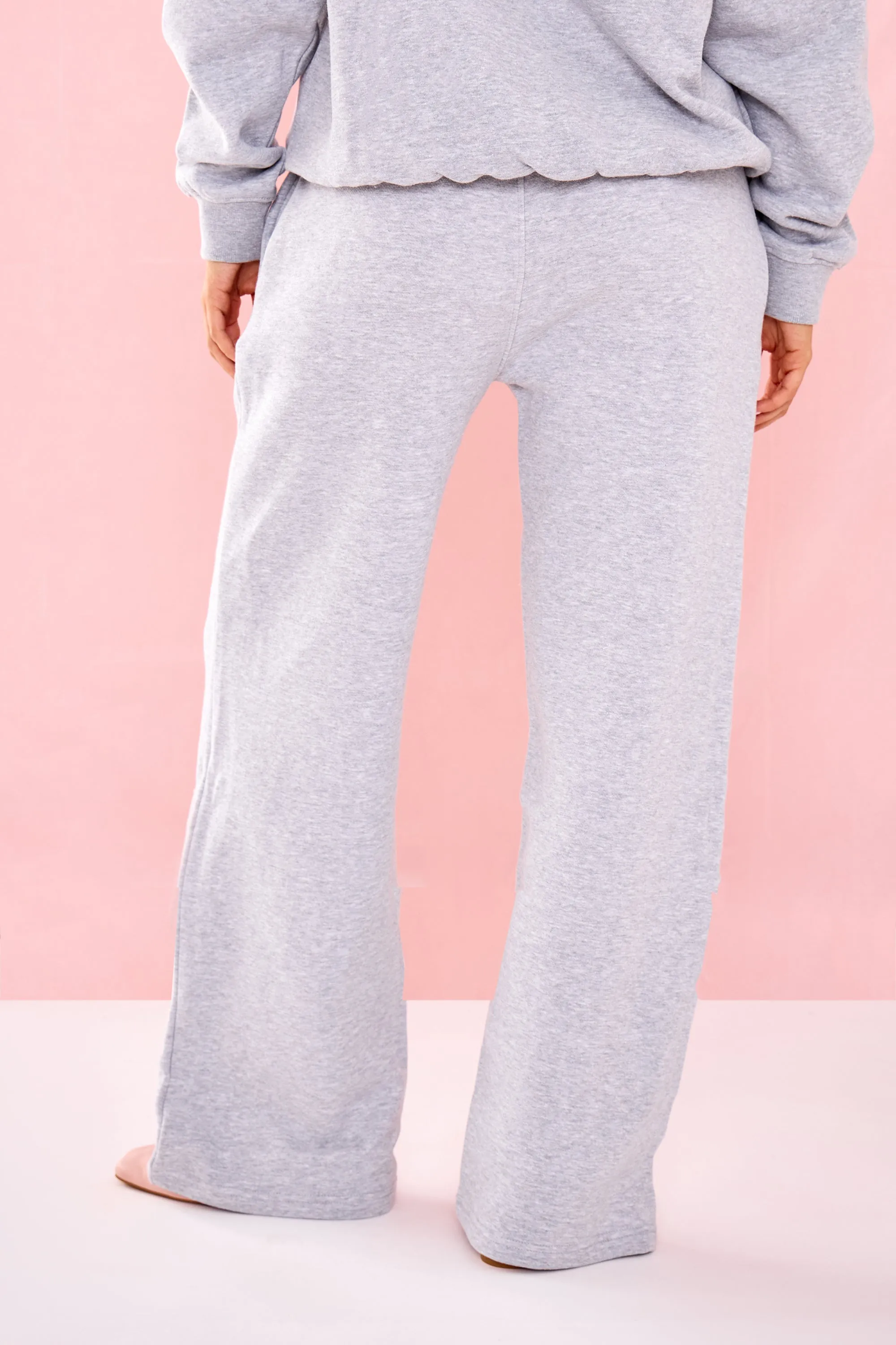 Kaiia Ribbed Waist Band High Waisted Joggers Grey Marl & Pink sold by Kaiia the label product image thumbnail 4