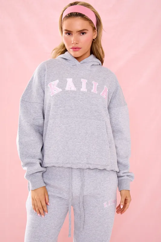 Kaiia Slogan Oversized Hoodie Grey Marl & Pink sold by Kaiia the label