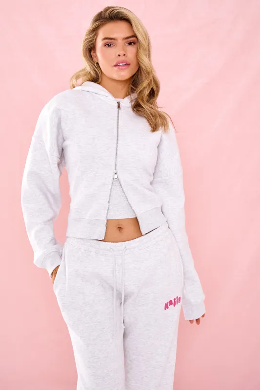 Kaiia Structure Zip Through Hoodie Light Grey Marl made by Kaiia the label