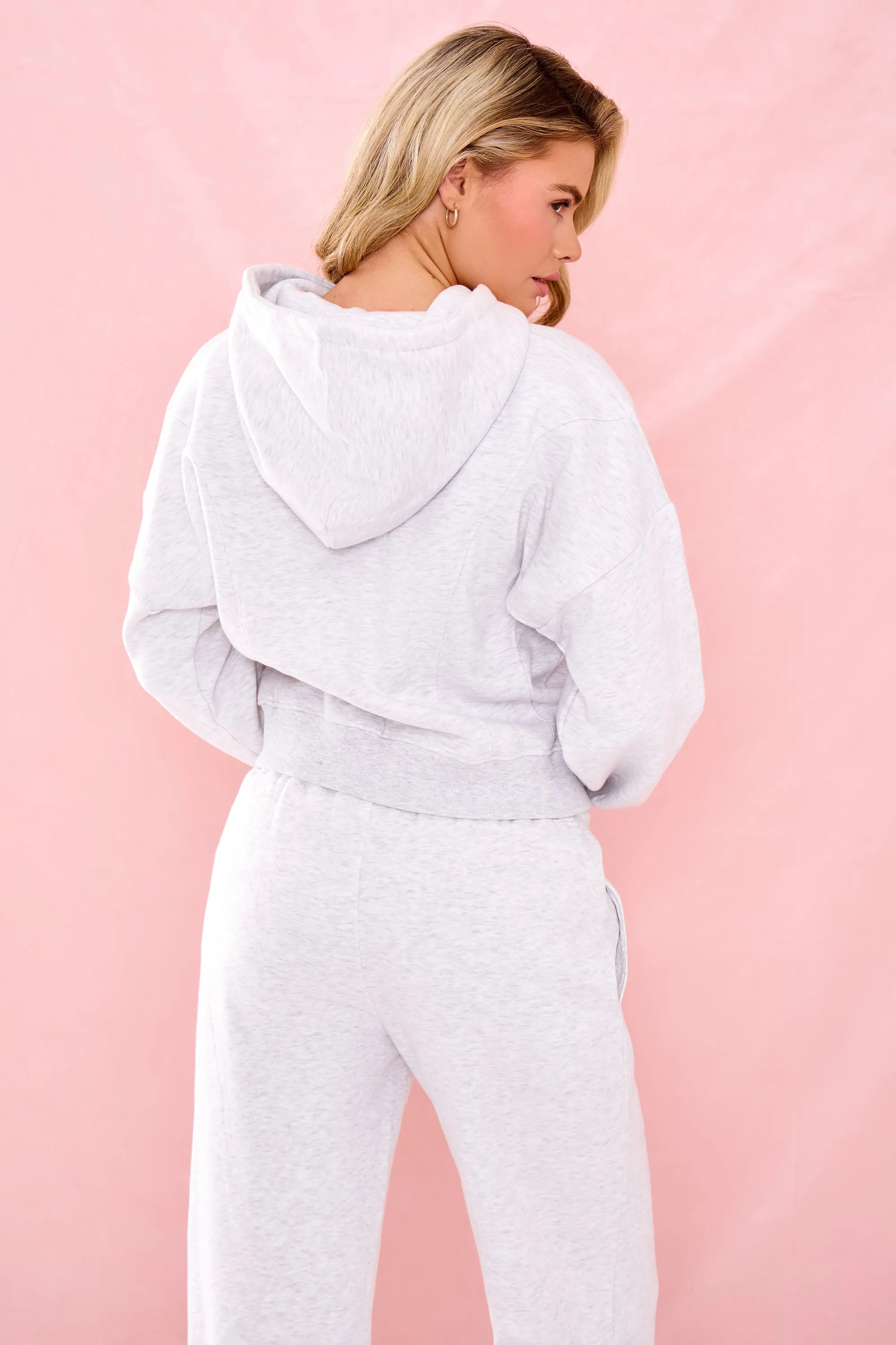Kaiia Structure Zip Through Hoodie Light Grey Marl sold by Kaiia the label product image thumbnail 3