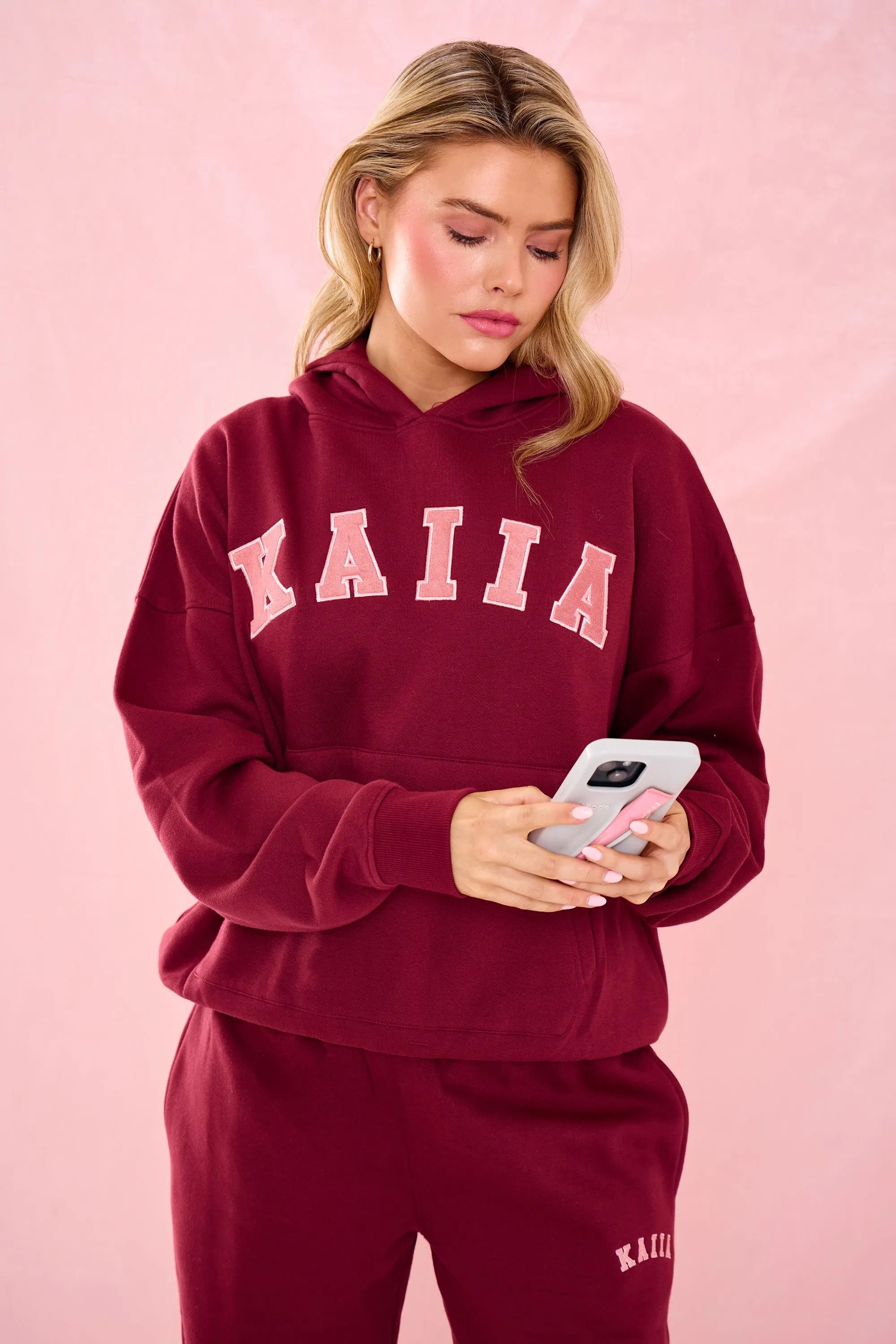 Kaiia Slogan Oversized Hoodie Warm Berry sold by Kaiia the label