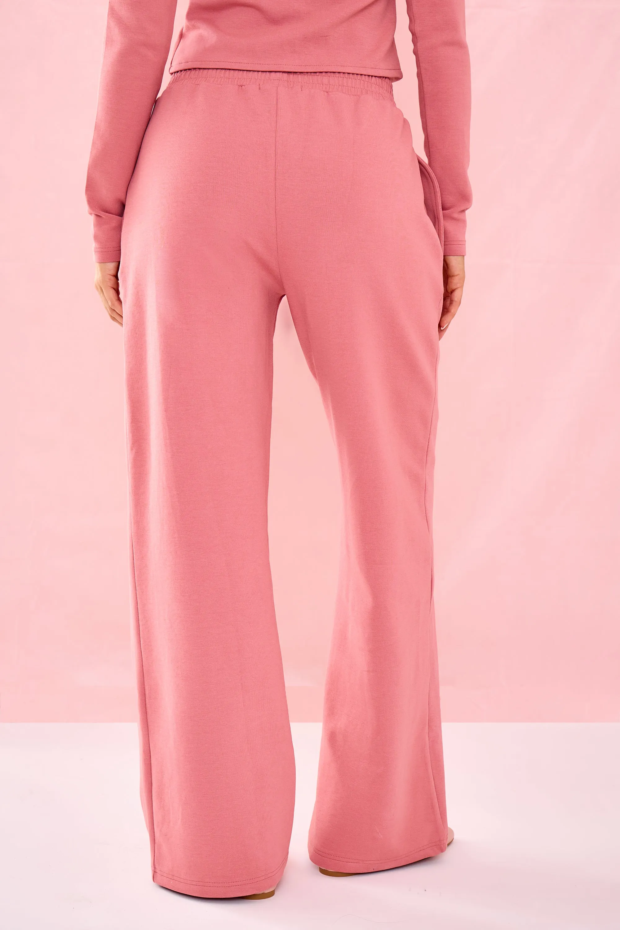 Kaiia Label Logo Premium Interlock Seam Detail Wide Leg Joggers Ribbon Pink sold by Kaiia the label product image thumbnail 3