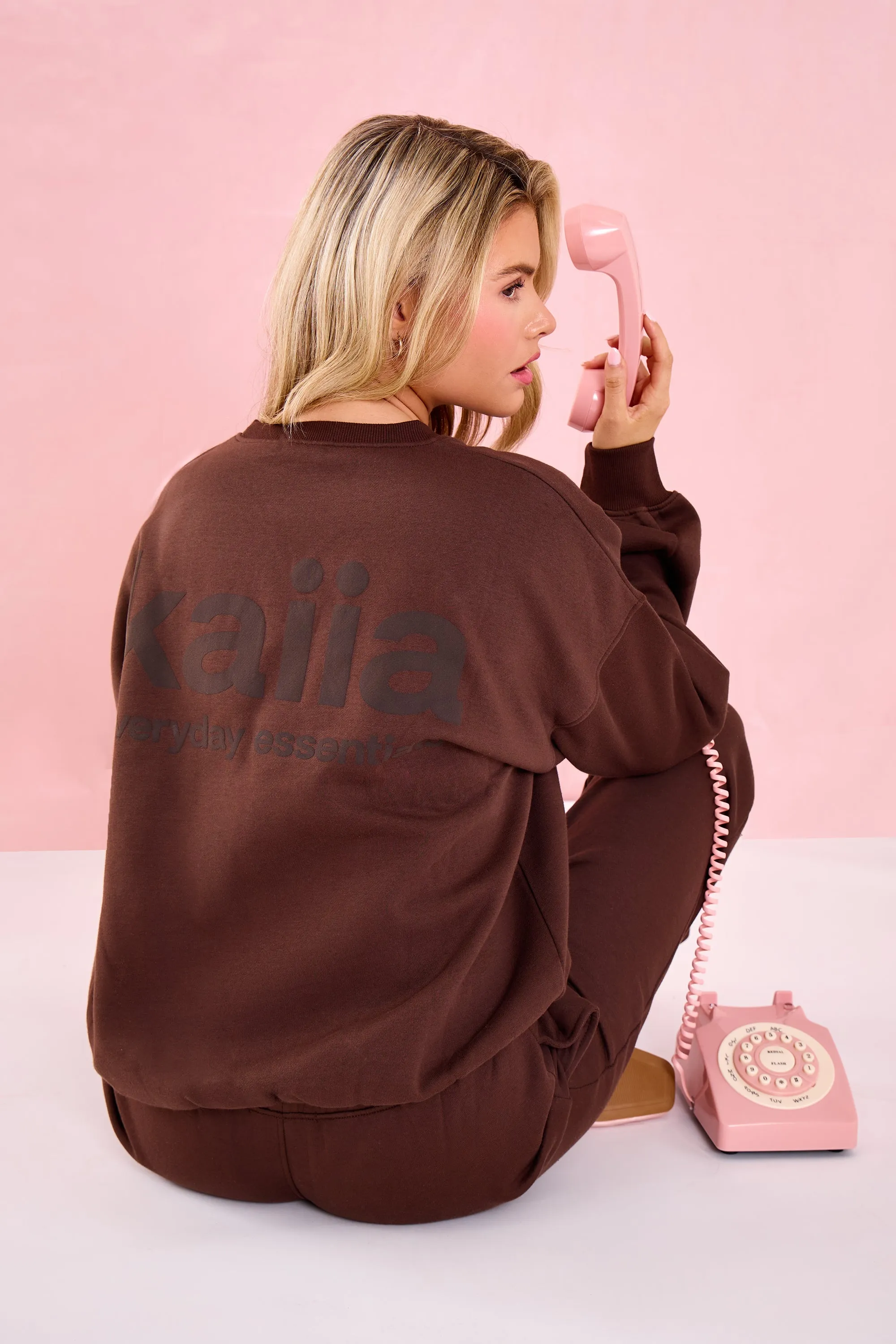 Kaiia Matte Slogan Oversized Hoodie Sweatshirt Bitter Chocolate sold by Kaiia the label