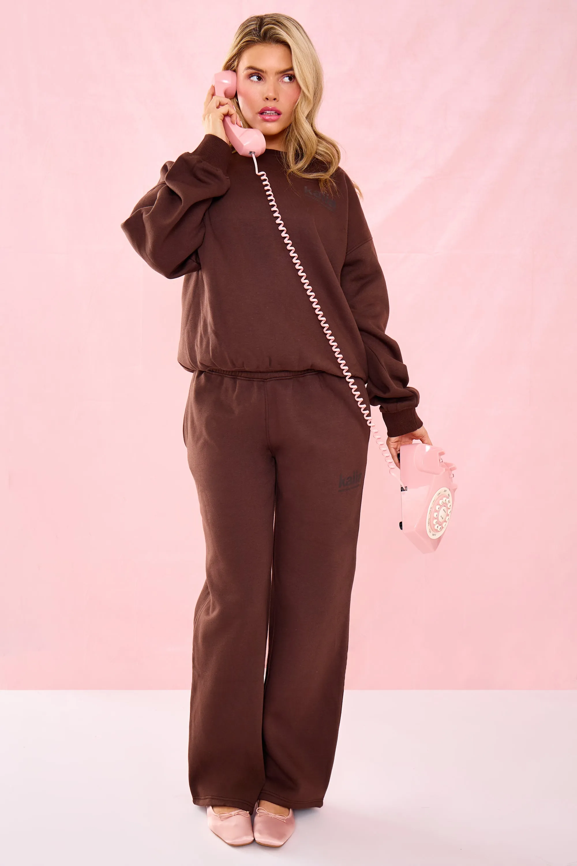 Kaiia Matte Slogan Oversized Hoodie Sweatshirt Bitter Chocolate sold by Kaiia the label product image thumbnail 3