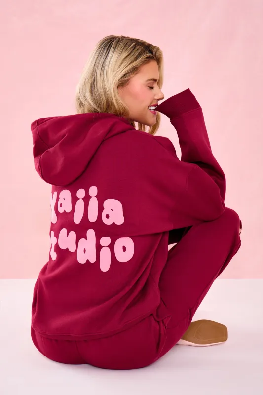 Kaiia Bubble Graphic Oversized Hoodie Raspberry Jelly made by Kaiia the label