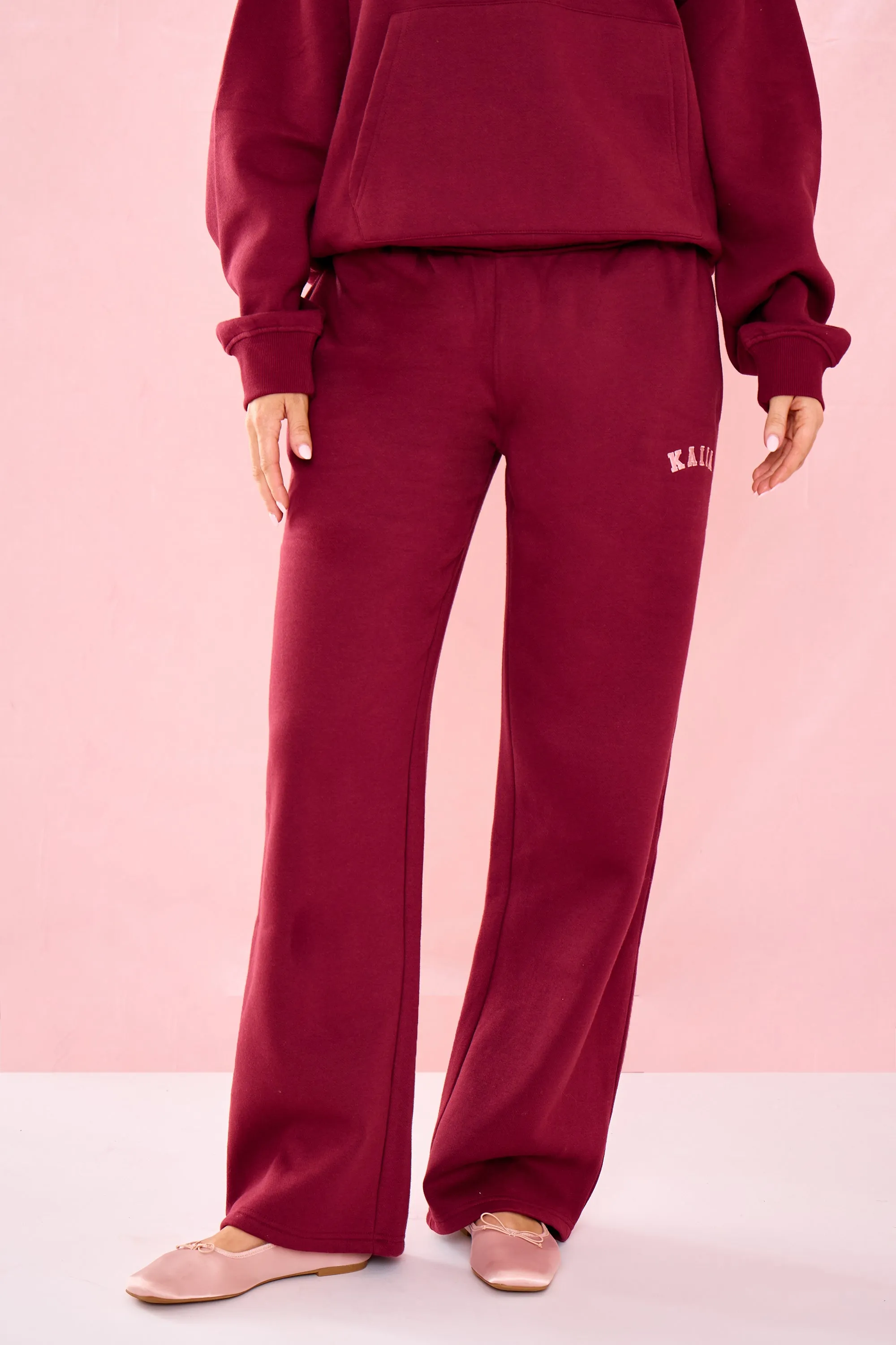 Kaiia Mid Rise Wide Leg Joggers Warm Berry sold by Kaiia the label product image thumbnail 2