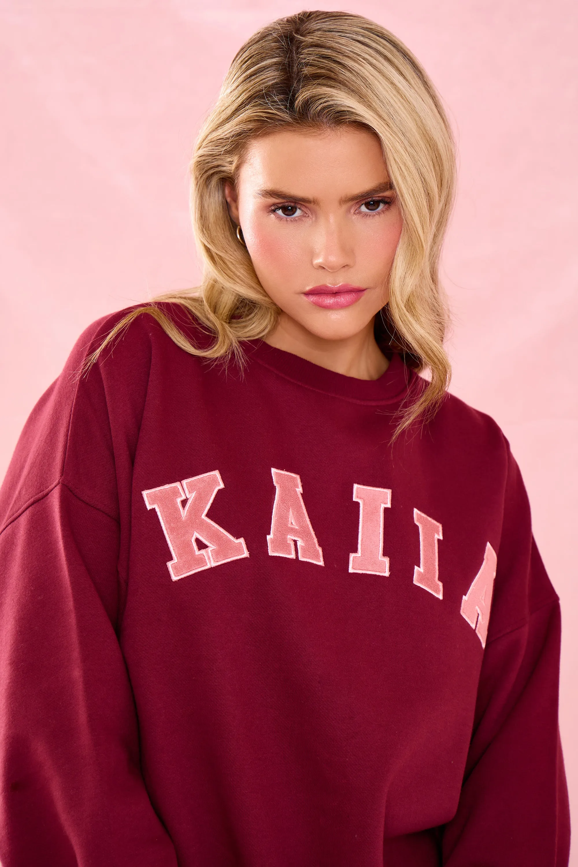 Kaiia Slogan Oversized Sweatshirt Warm Berry sold by Kaiia the label product image thumbnail 2