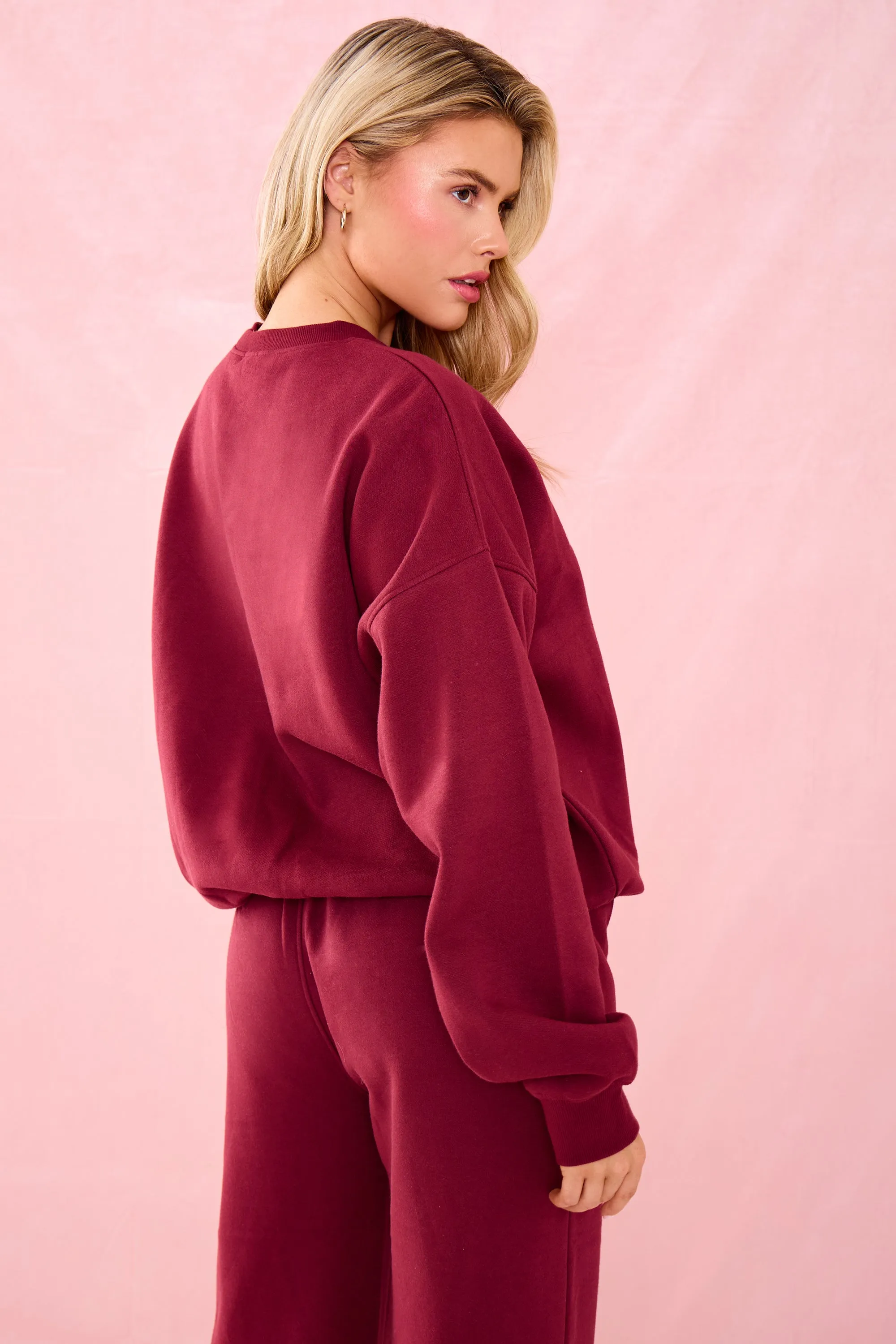Kaiia Slogan Oversized Sweatshirt Warm Berry sold by Kaiia the label product image thumbnail 4