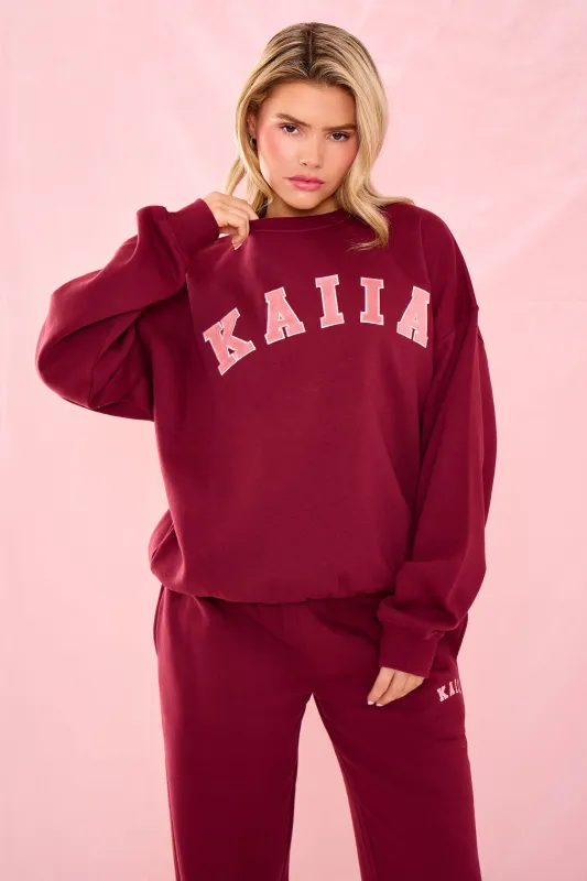 Kaiia Slogan Oversized Sweatshirt Warm Berry made by Kaiia the label