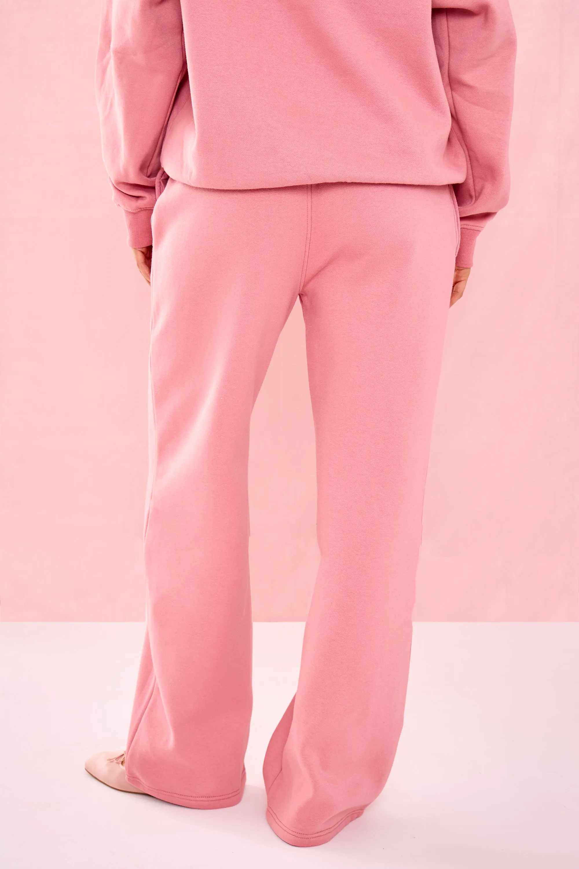 Kaiia Matte Slogan Mid Rise Wide Leg Joggers Rosey Blush sold by Kaiia the label product image thumbnail 3
