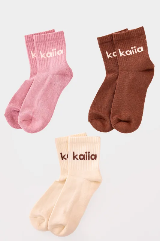 Pack of Three Kaiia Logo Socks Multi made by Kaiia the label