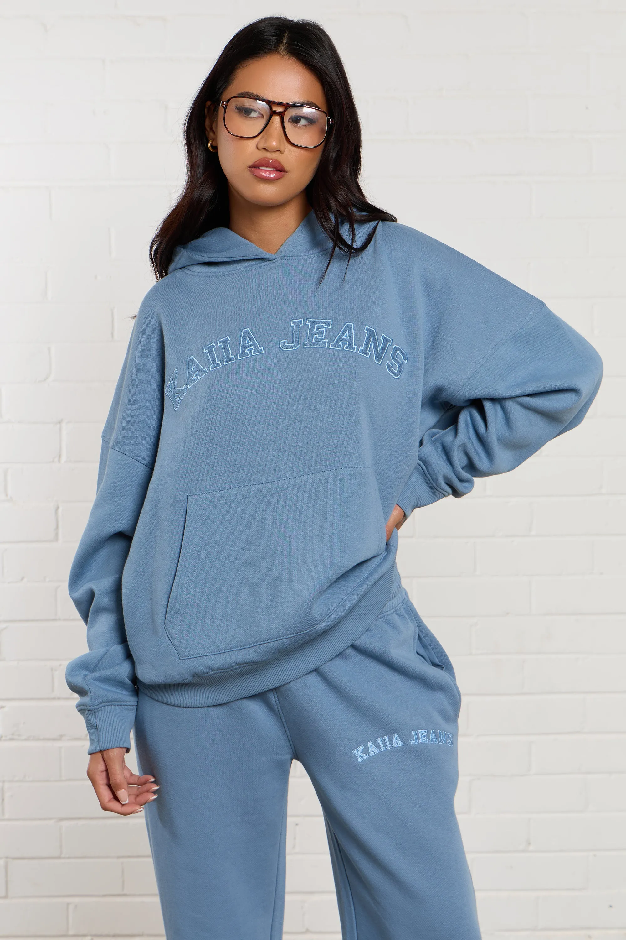 Kaiia Jeans Applique Oversized Hoodie Denim Blue sold by Kaiia the label