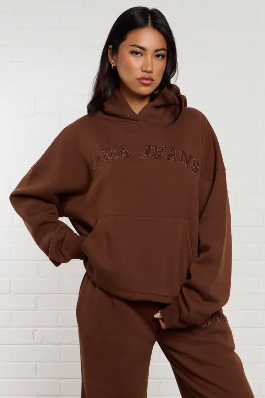 Kaiia Jeans Applique Oversized Hoodie Chestnut made by Kaiia the label