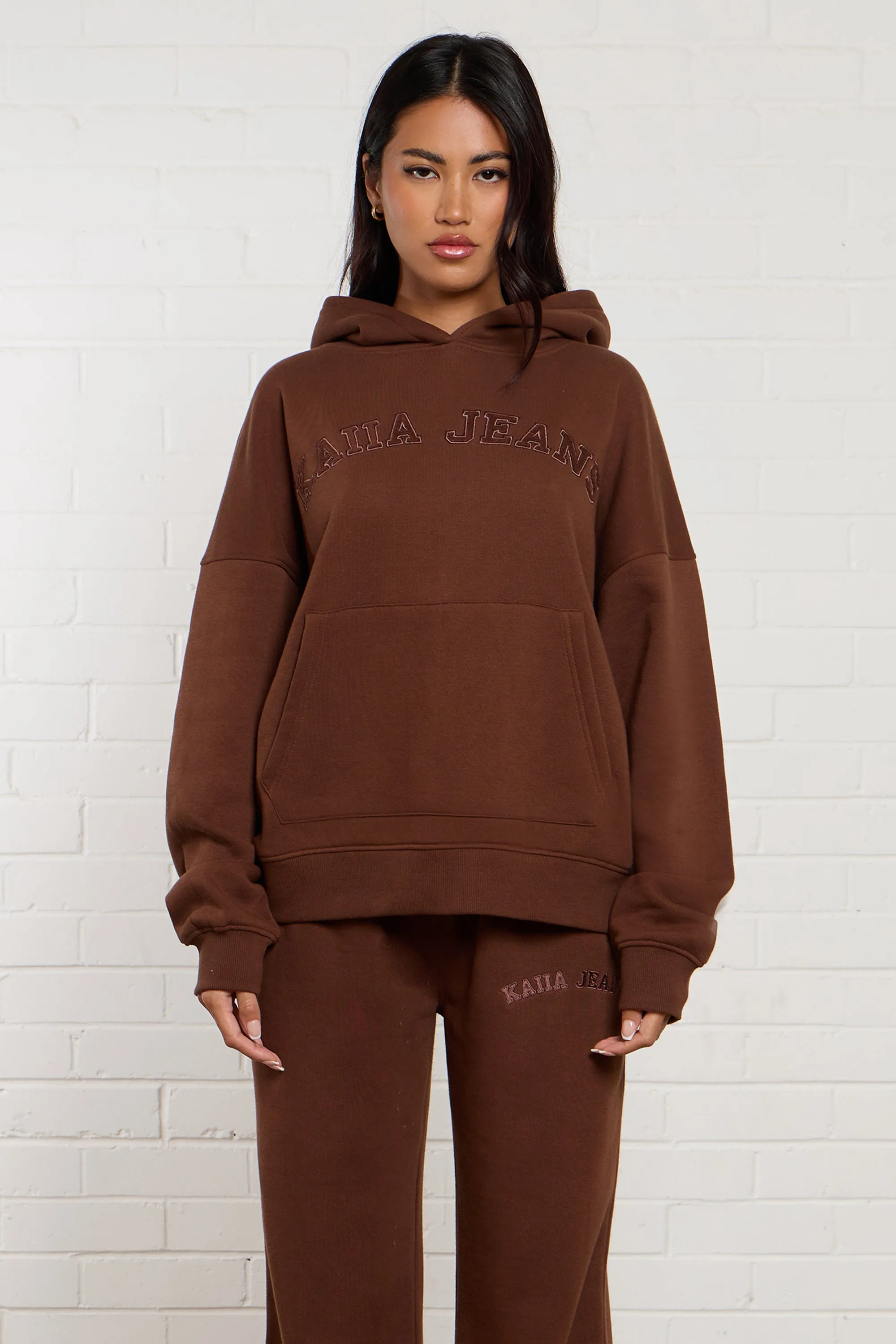 Kaiia Jeans Applique Oversized Hoodie Chestnut sold by Kaiia the label product image thumbnail 2