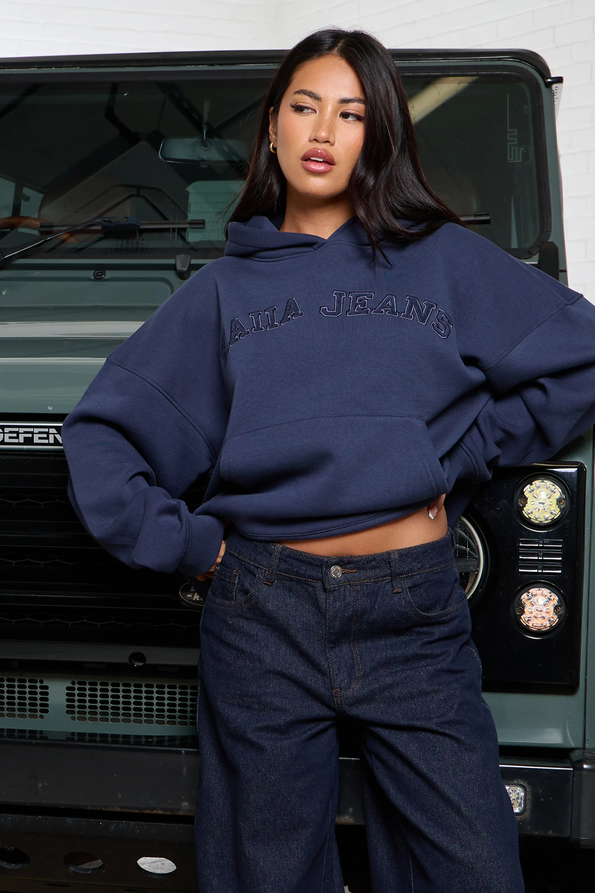 Kaiia Jeans Applique Oversized Hoodie Indigo sold by Kaiia the label product image thumbnail 3