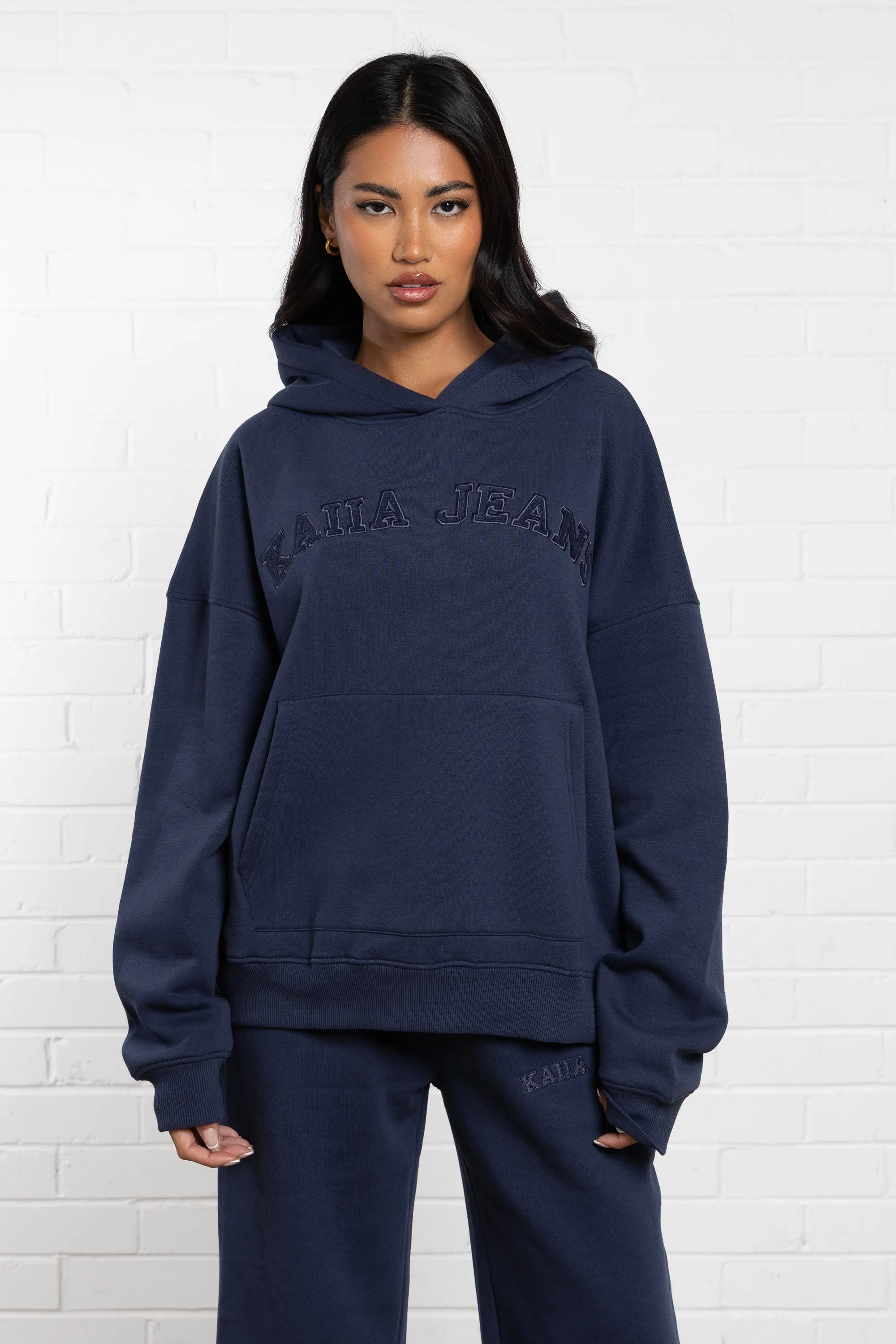 Kaiia Jeans Applique Oversized Hoodie Indigo sold by Kaiia the label
