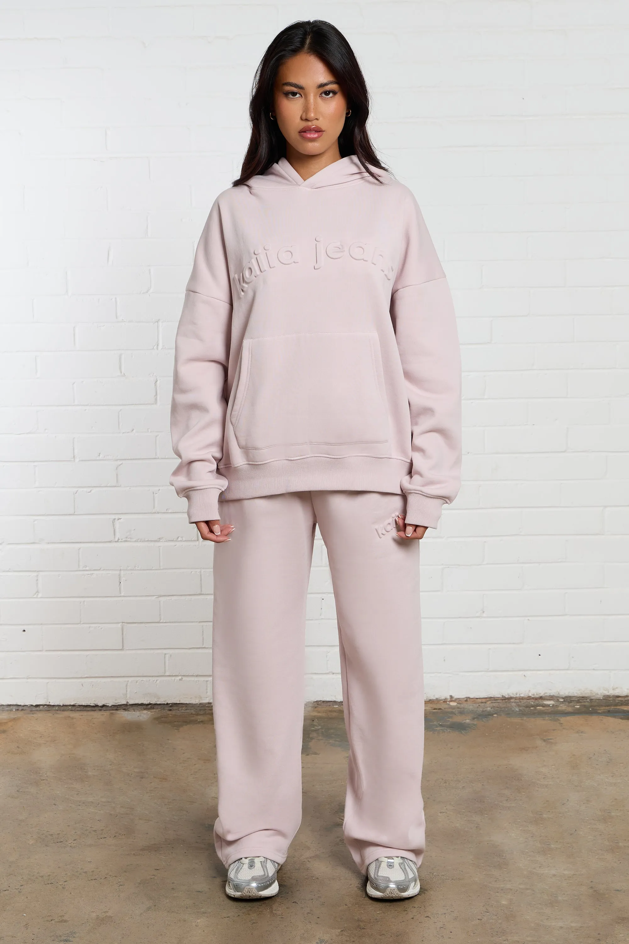 Kaiia Jeans Embossed Oversized Hoodie Pale Dusty Lilac sold by Kaiia the label product image thumbnail 4