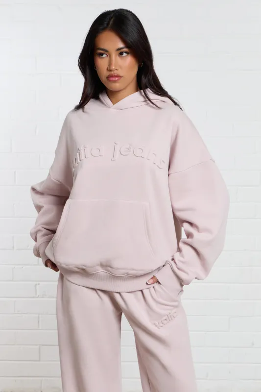 Kaiia Jeans Embossed Oversized Hoodie Pale Dusty Lilac made by Kaiia the label