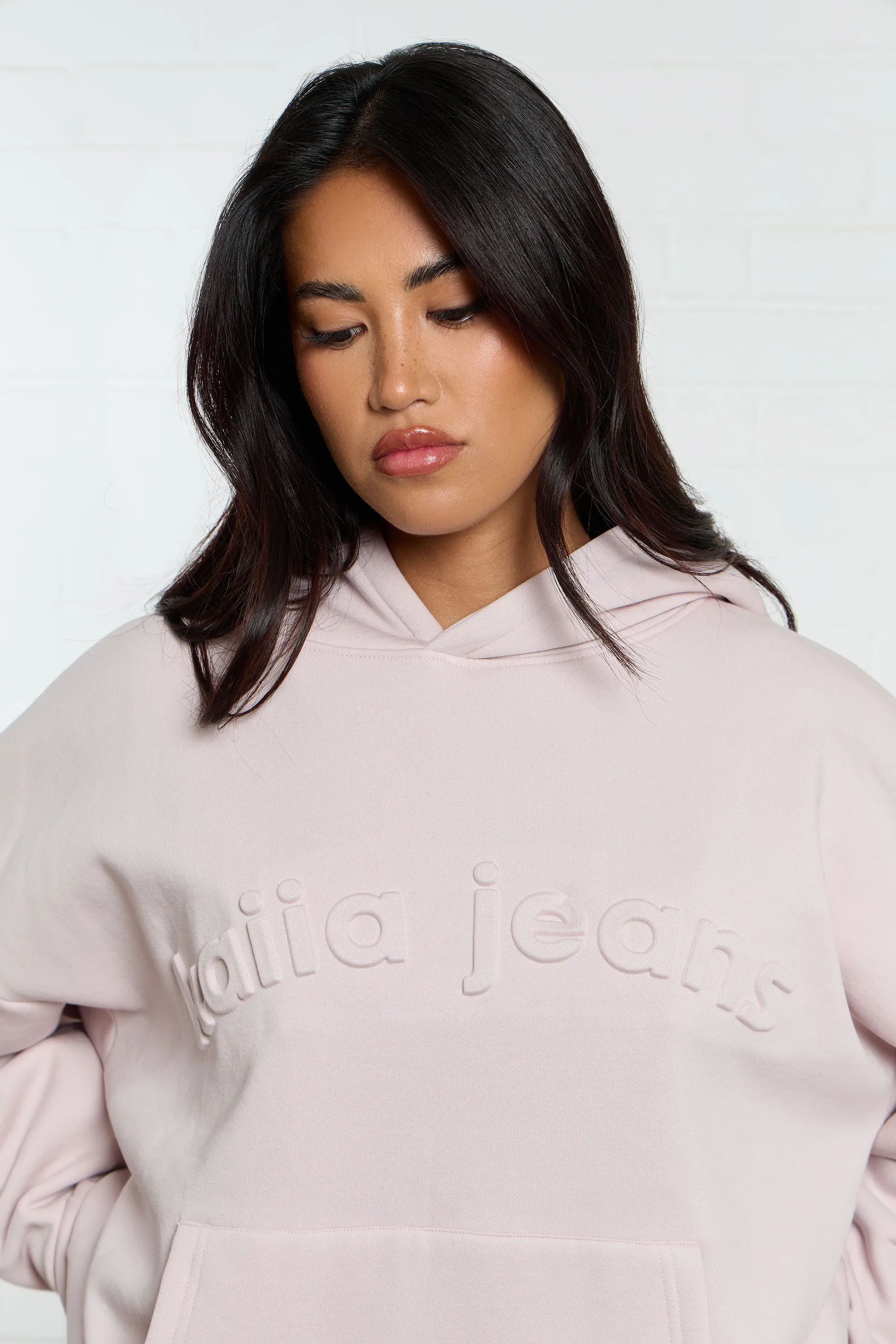 Kaiia Jeans Embossed Oversized Hoodie Pale Dusty Lilac sold by Kaiia the label product image thumbnail 2