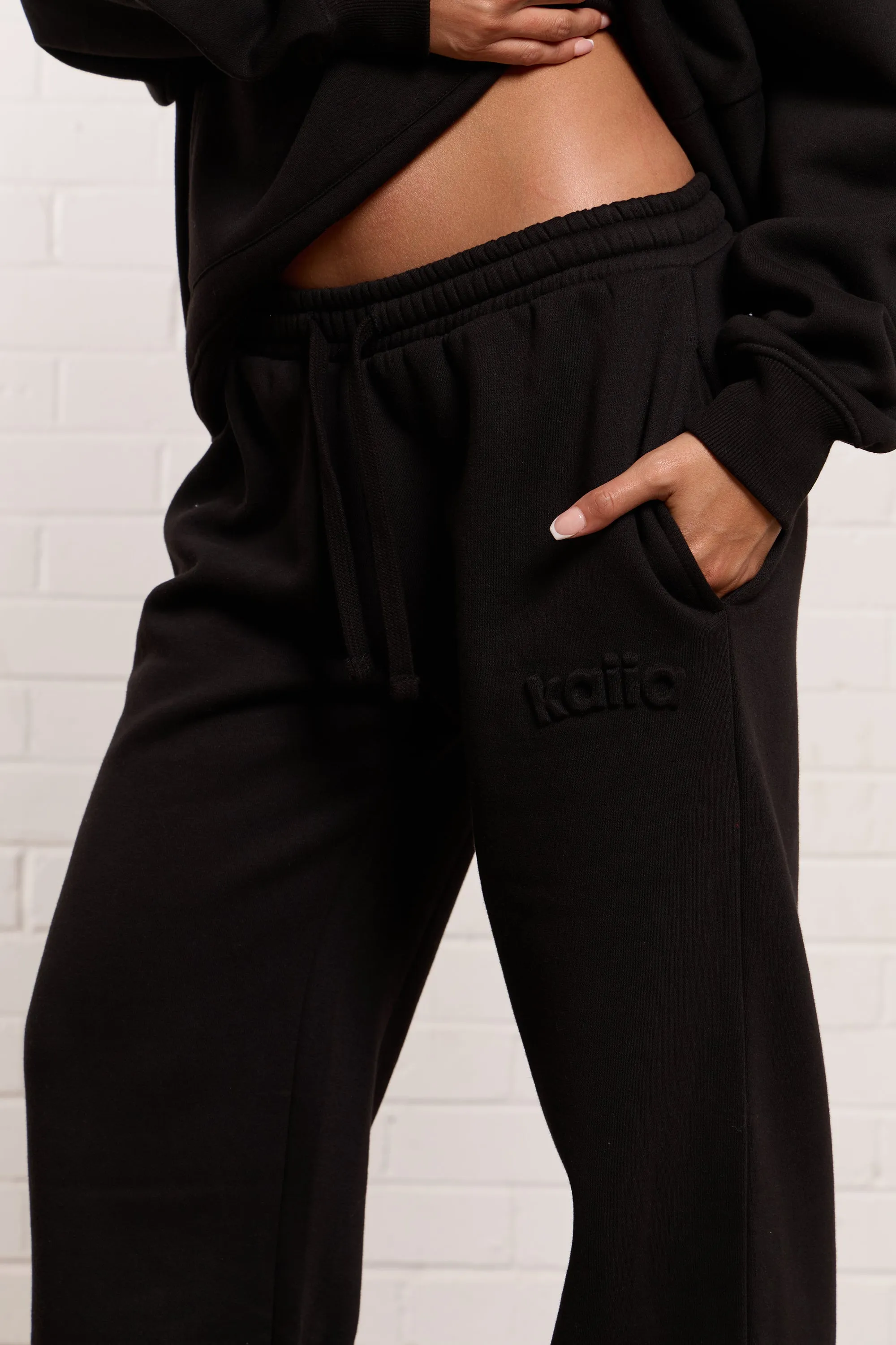 Kaiia Jeans Embossed Wide Leg Joggers Black sold by Kaiia the label product image thumbnail 2