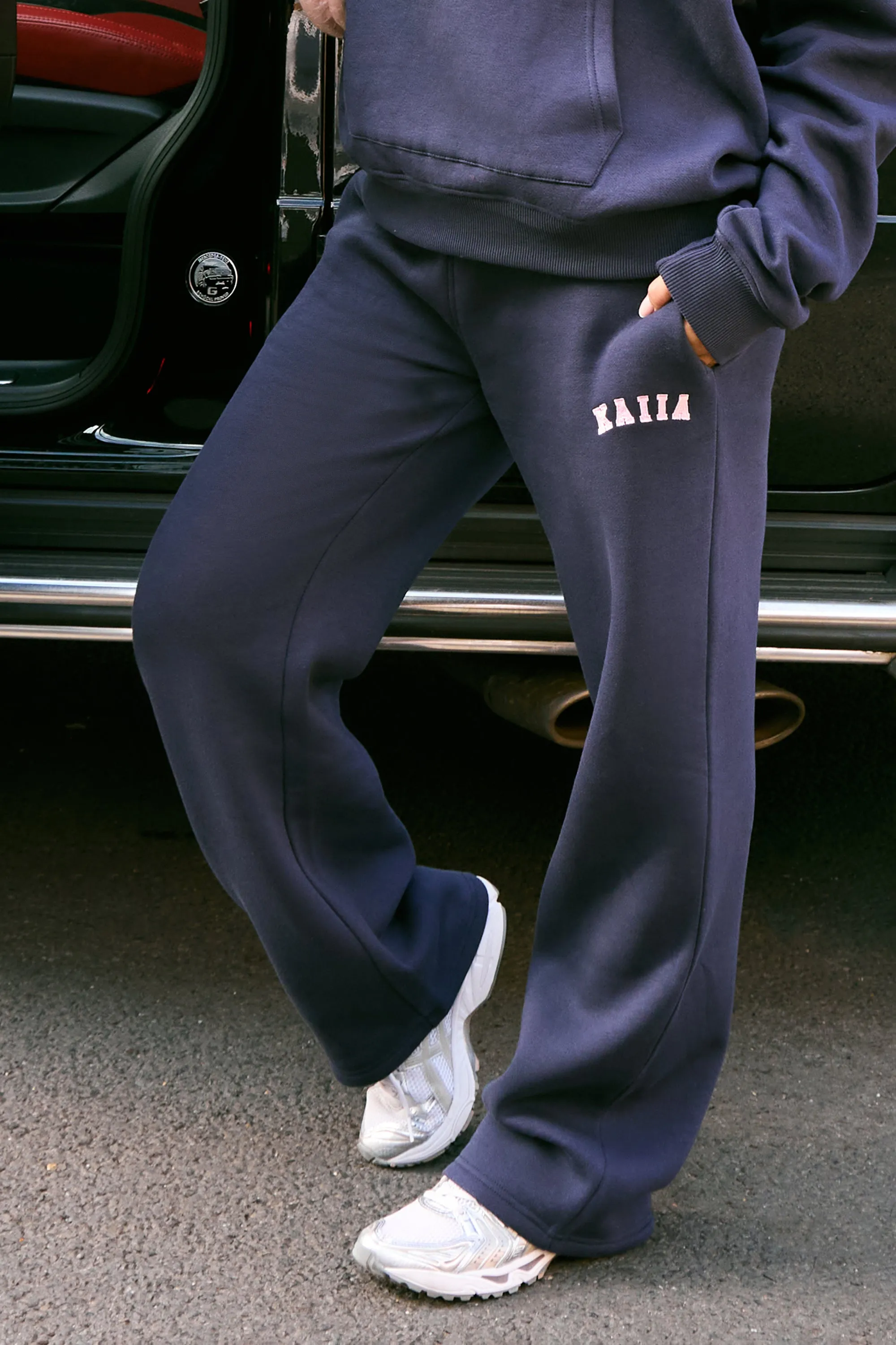Kaiia Logo Wide Leg Joggers Navy & Pink sold by Kaiia the label product image thumbnail 2