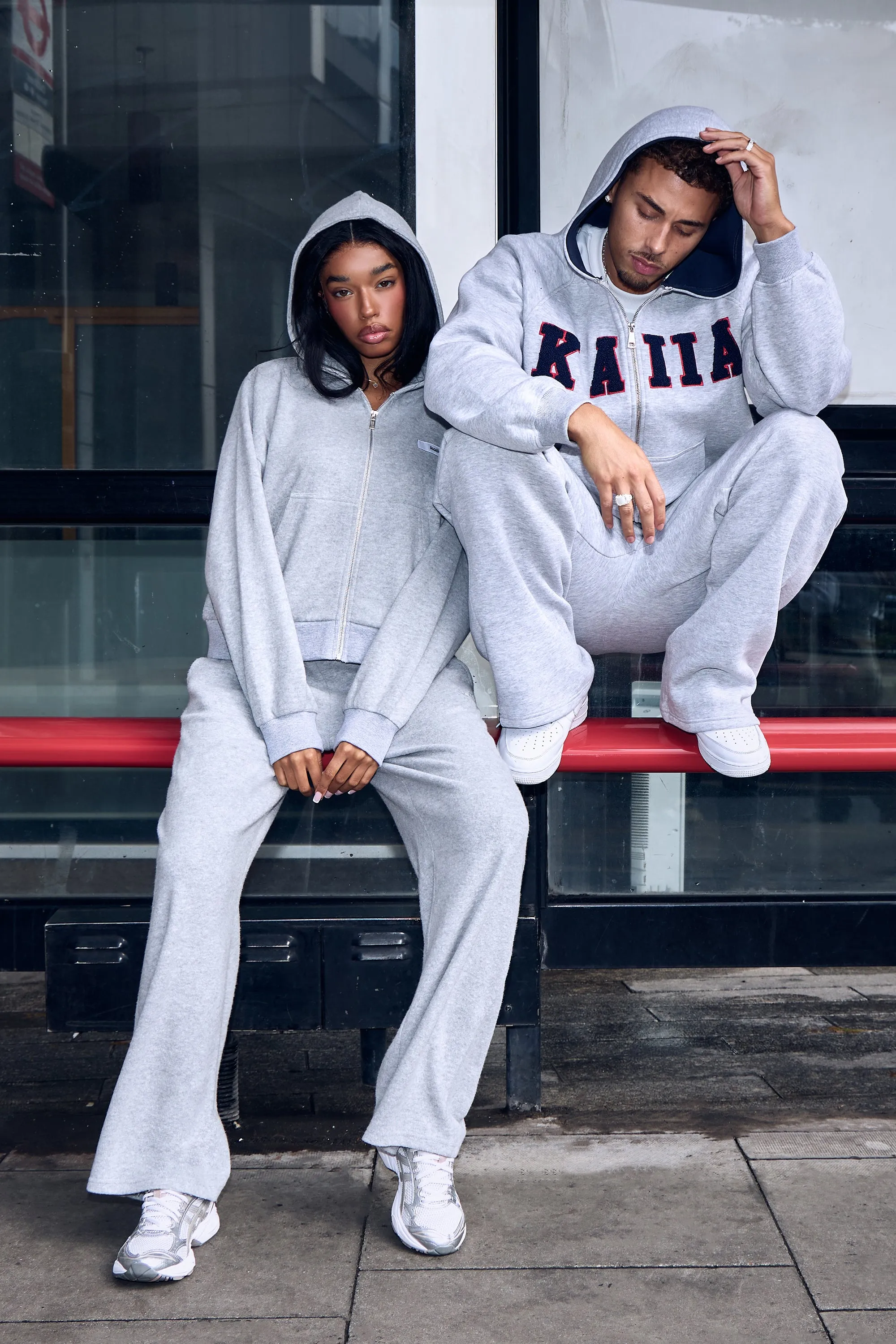 Kaiia Label Logo Supersoft Cropped Zip Through Hoodie Grey Marl sold by Kaiia the label product image thumbnail 3