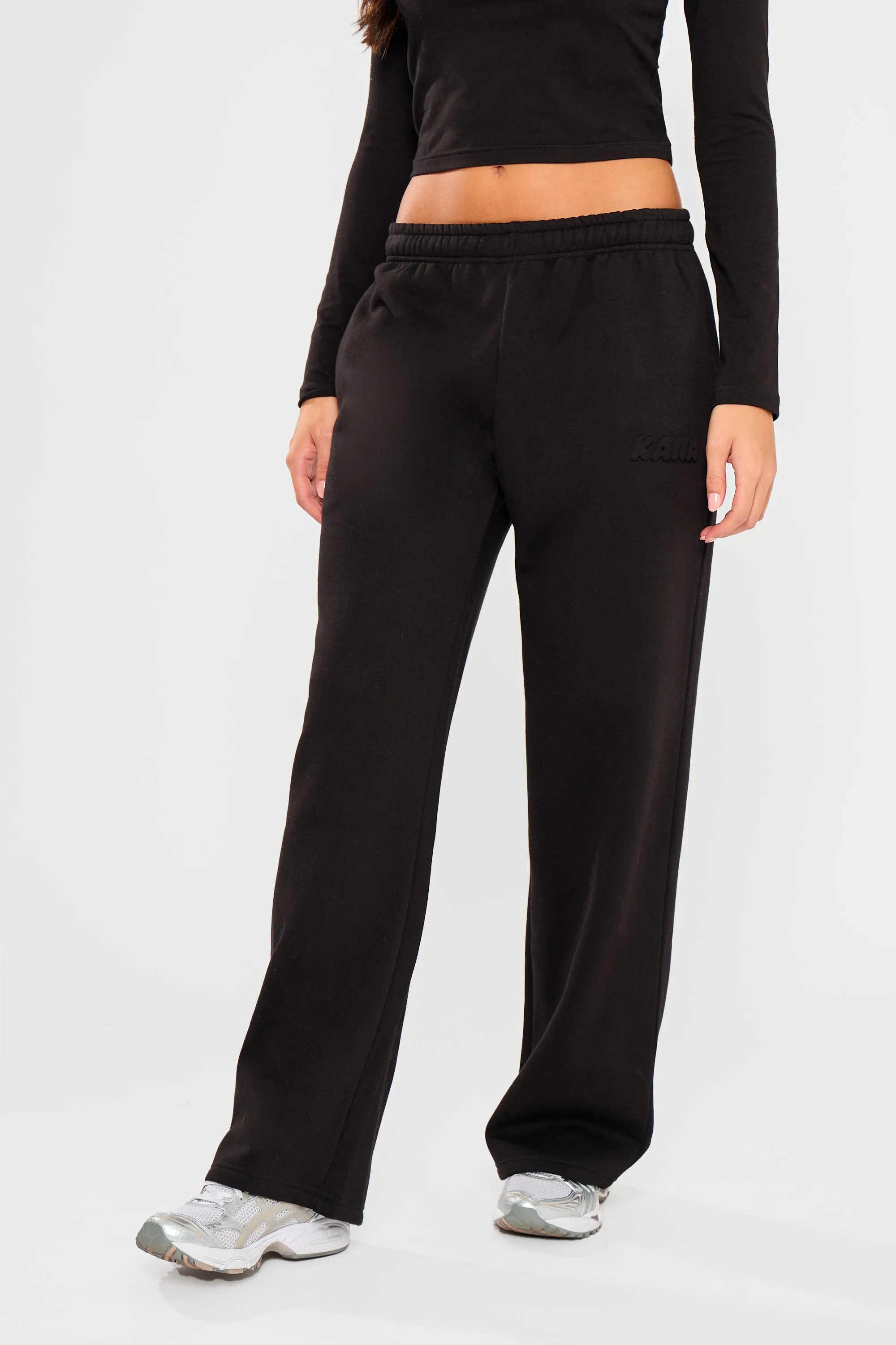Kaiia Embossed Bubble Logo Wide Leg Joggers Black sold by Kaiia the label product image thumbnail 3